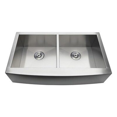 Brushed Stainless Steel Kingston Brass Gourmetier GKUD3221RH Loft Undermount Double Bowl Kitchen Sink 