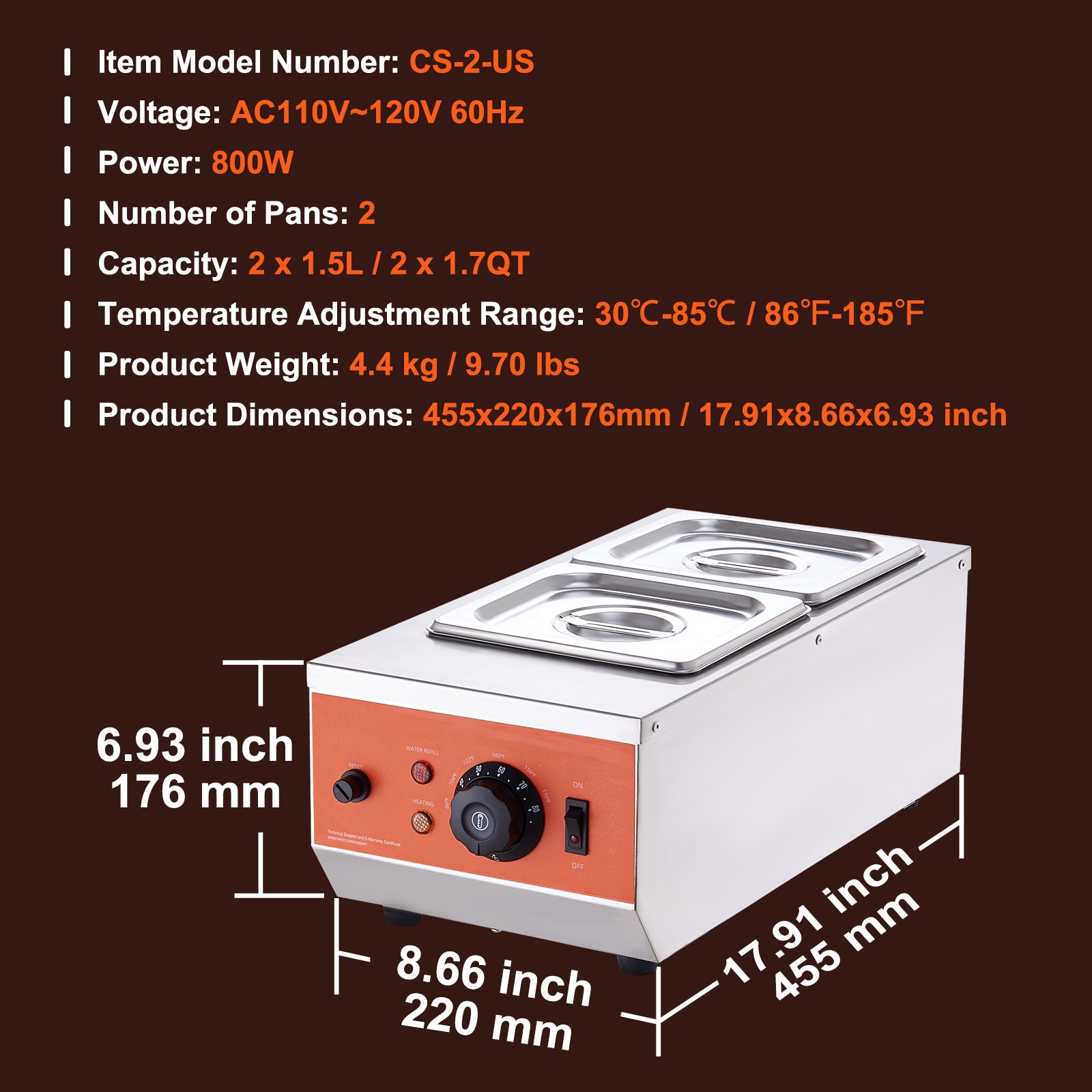 VEVOR QKLR9800W3042CKX1V1 Fondue-Beverage-Foutains - View #8