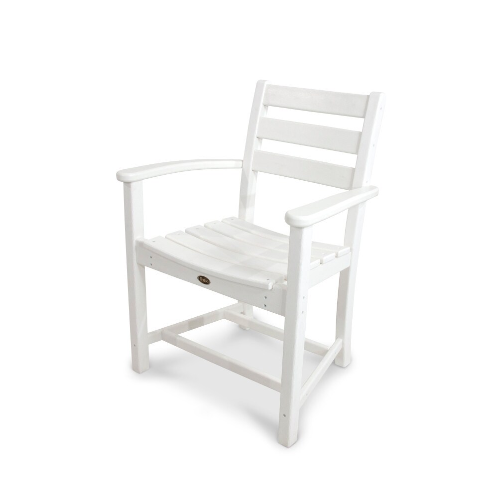 Trex Outdoor Furniture TXD200CW Monterey Bay Classic White HDPE Frame Stationary Dining Chair with Slat Seat