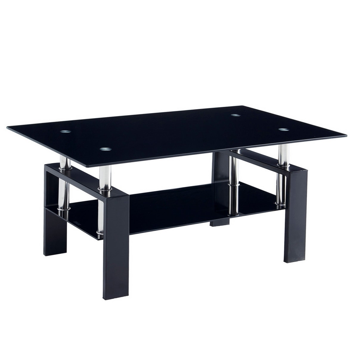 Winado 548719364346 Black Glass Modern Coffee Table