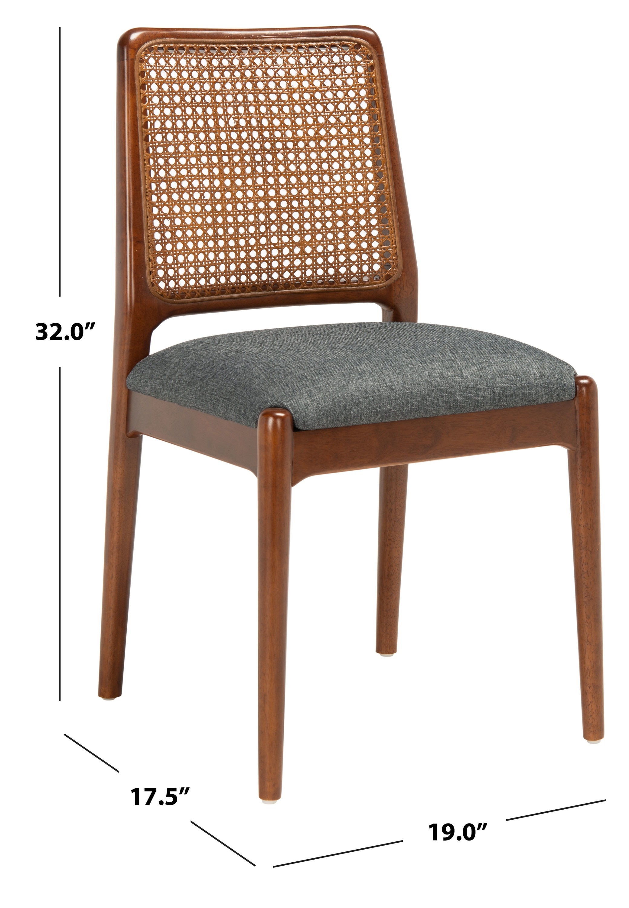 Gray Rattan and Cane Side Chair Set of 2