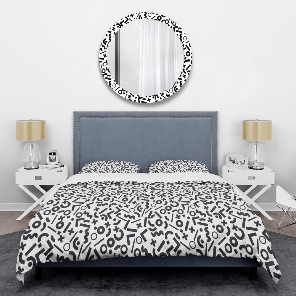 Full/Queen Geometric Shapes Microfiber Duvet Cover Set