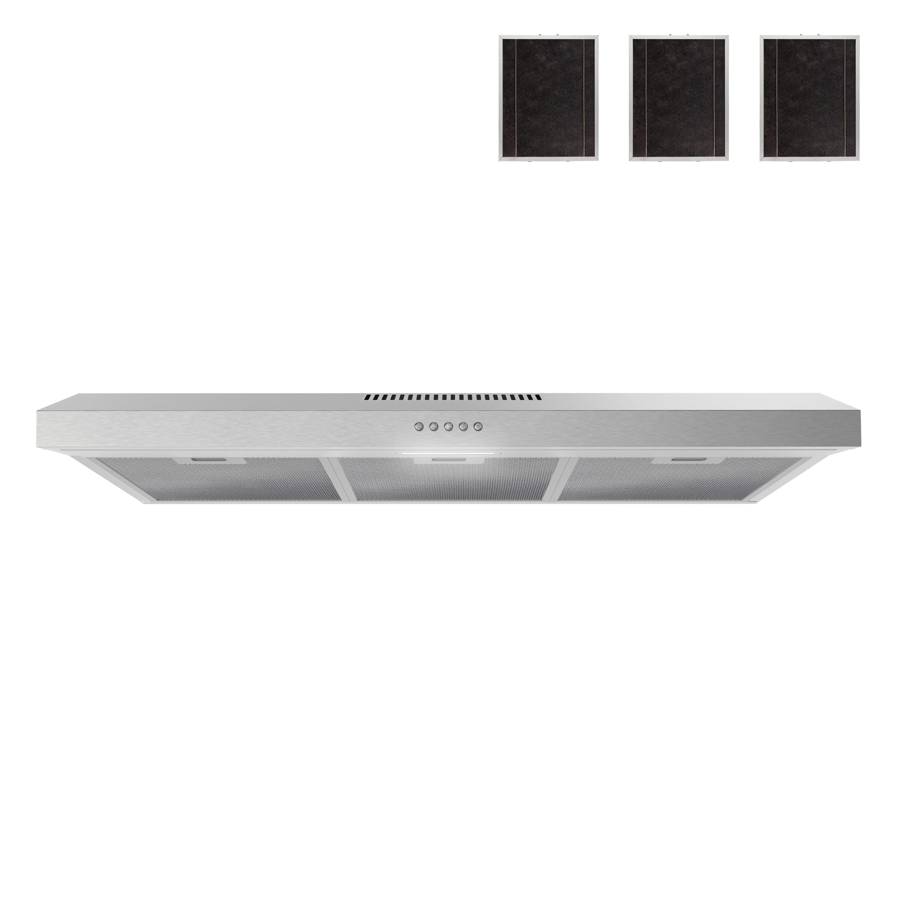 Streamline T-10189-1-CL 36 inch Convertible 80-CFM Stainless Steel Under Cabinet Range Hood with Charcoal Filter