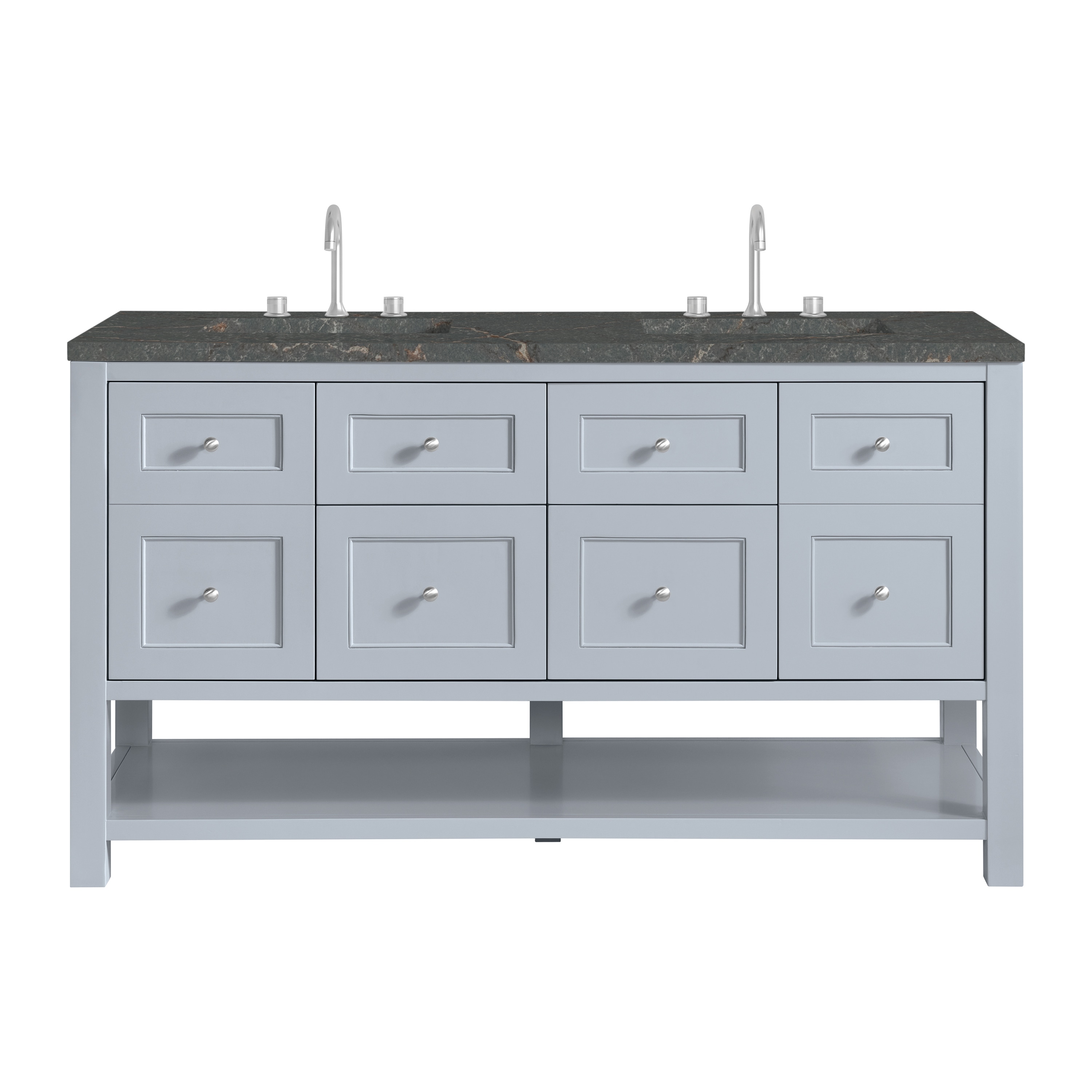 James Martin Vanities 330-V60D-SRB-3PBL Breckenridge 60-in Serenity Blue Undermount Double Sink Bathroom Vanity with Parisien Bleu Quartz Top