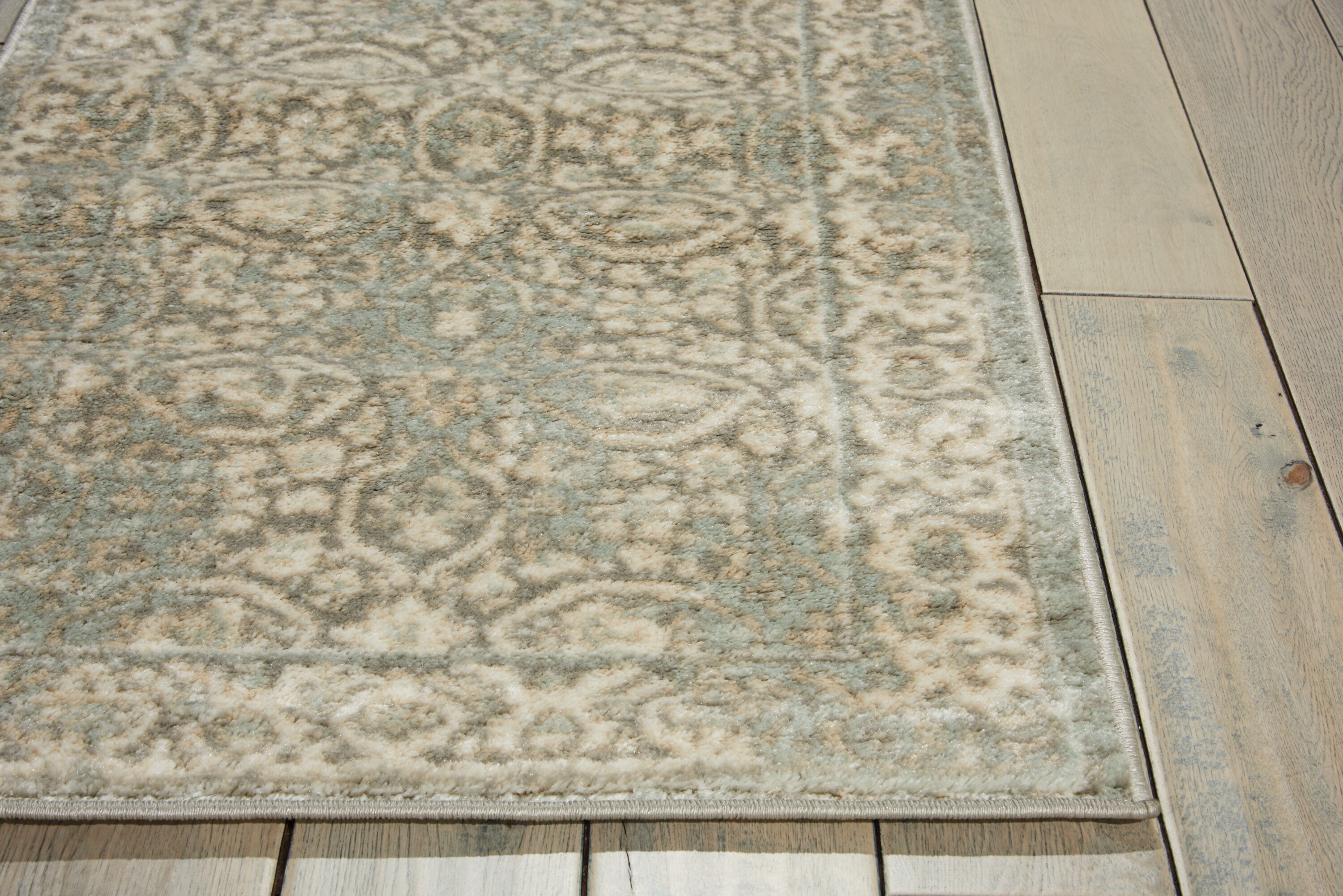 Serene Gray Floral Medallion 63'' Synthetic Area Rug