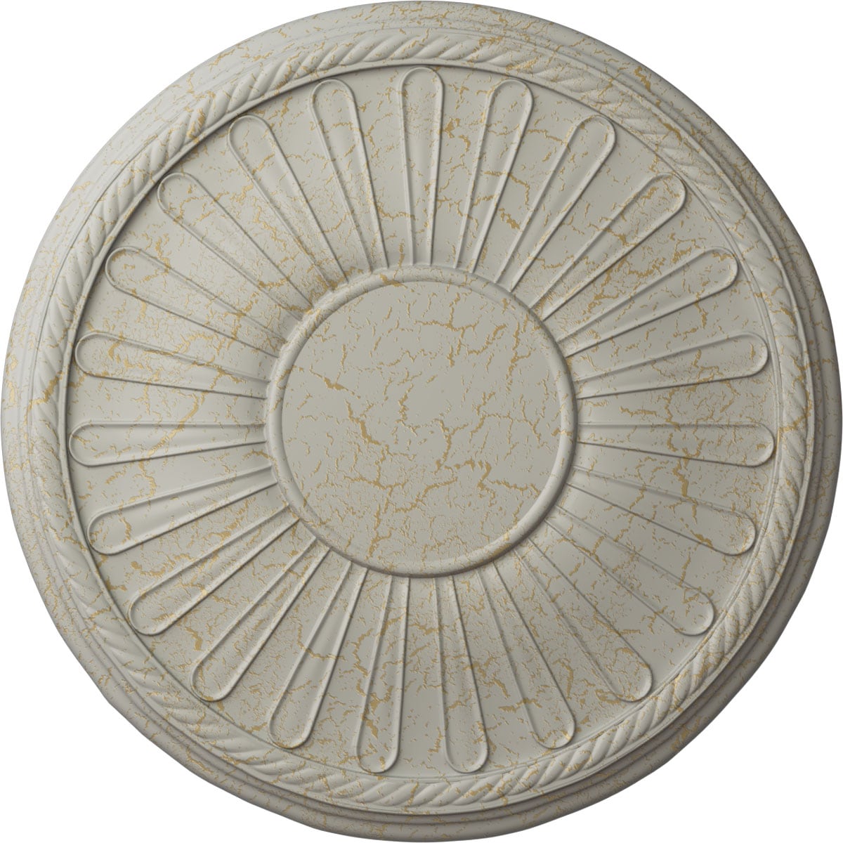 Ekena Millwork CM22LNPCC Leandros 22.875-in W x 22.875-in L Painted Pot Of Cream Crackle Polyurethane Split Ceiling Medallion