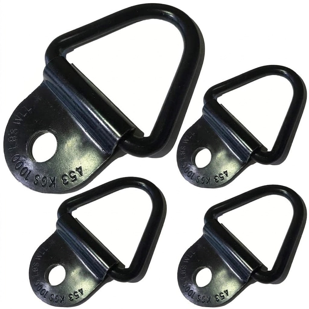 Etokfoks  Class III Bolt On V Ring Tie Down Hitch Steel Black Anti Corrosion Cargo Anchor for Truck Bed Rail 4 Pack