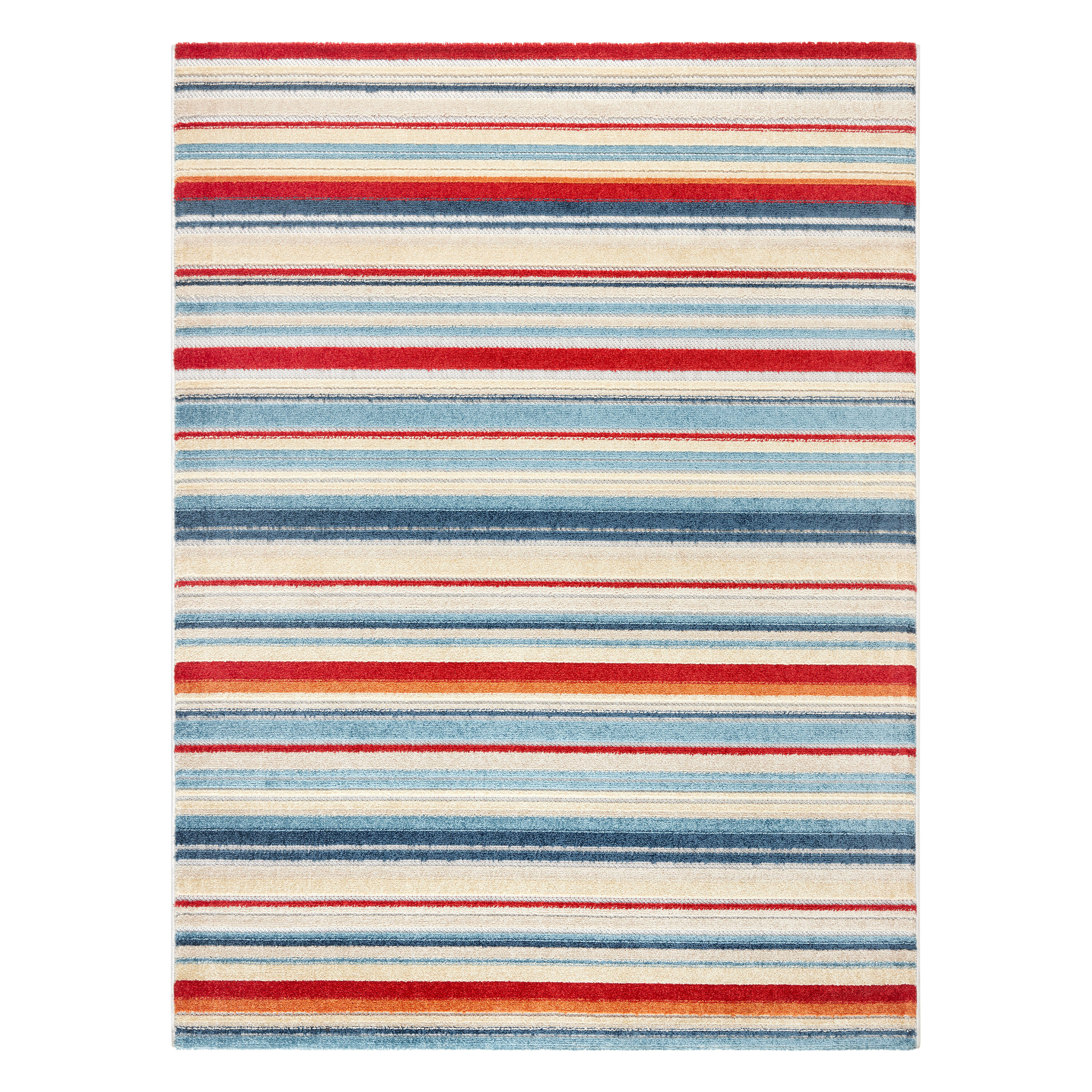 Town & Country Living 3-21461-275 4 x 5 (ft) Loomed Polyester Red Multi Rectangular Indoor/Outdoor Stripe Area rug