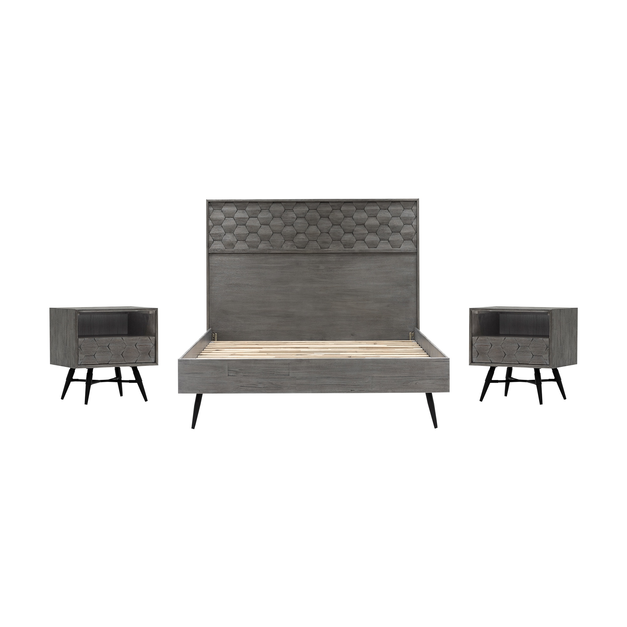 Armen Living SETMKBDQN3A Gray Queen Bedroom Set