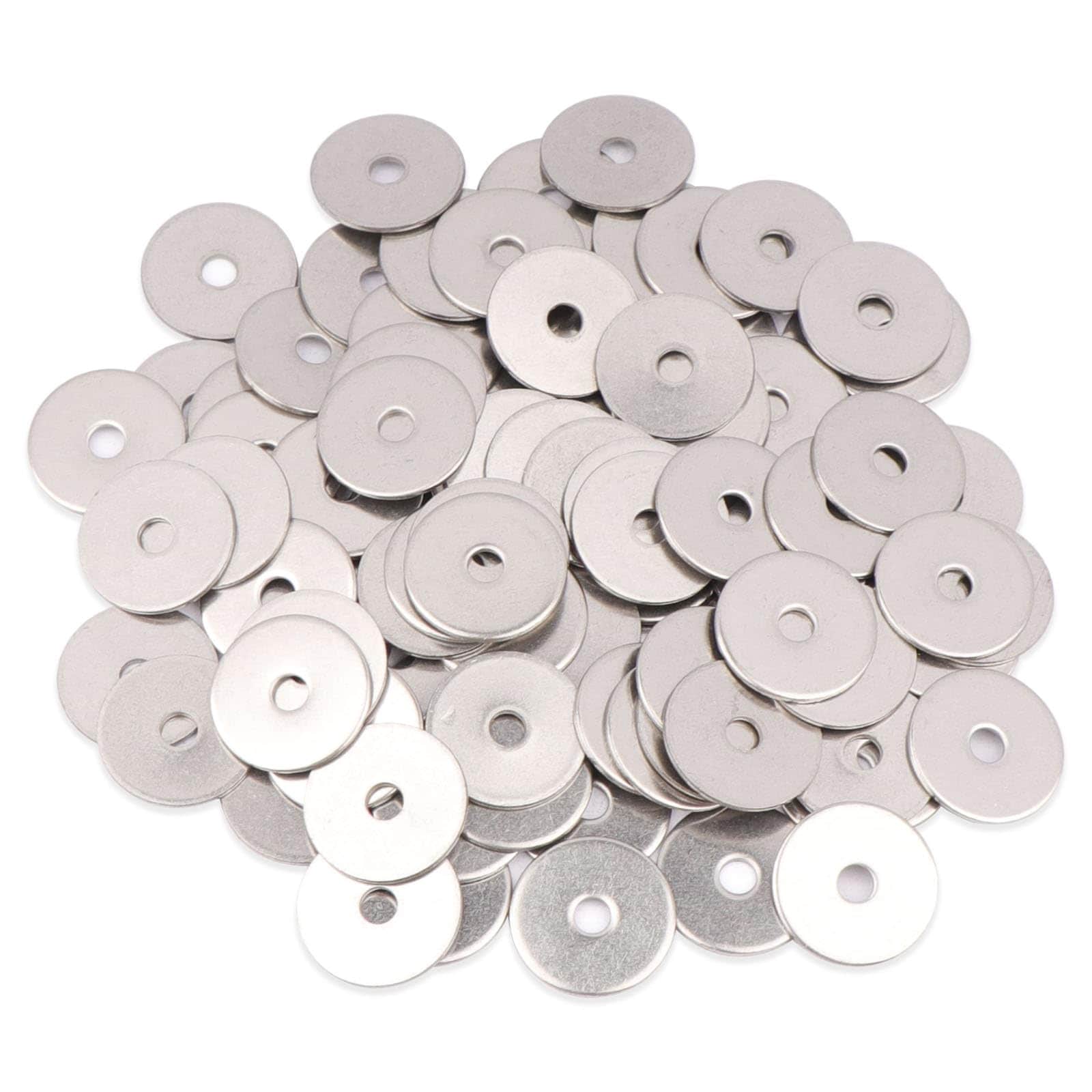 Misopily  Fender Washers Number 8 by Three Fourths Inch 100 Pieces 304 Stainless Steel Flat Metal Washers for Durable Fastening