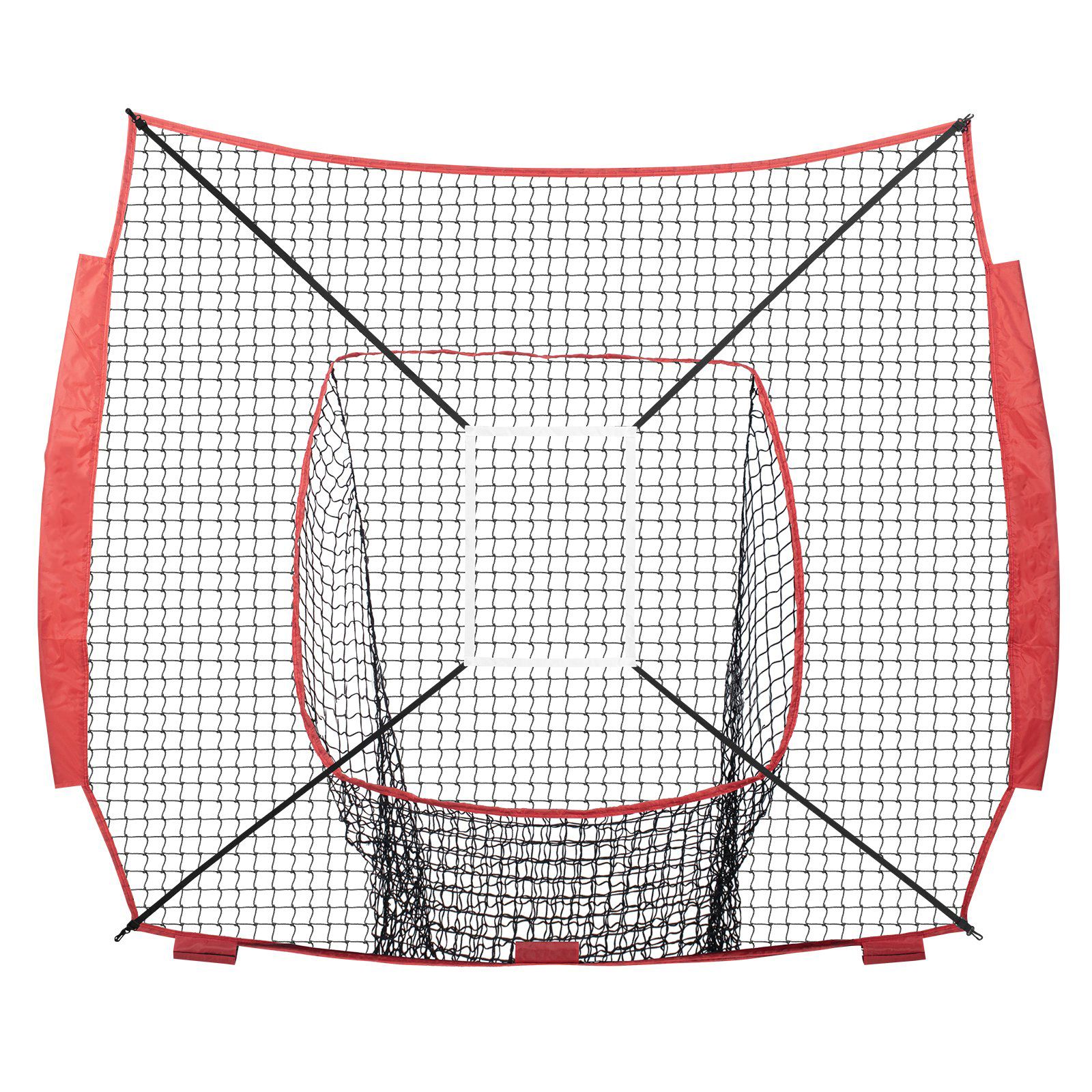Slickblue - Red Baseball Softball Practice Net 82.68 x 84.01 in with Single Hole and Nine Hole Ta...