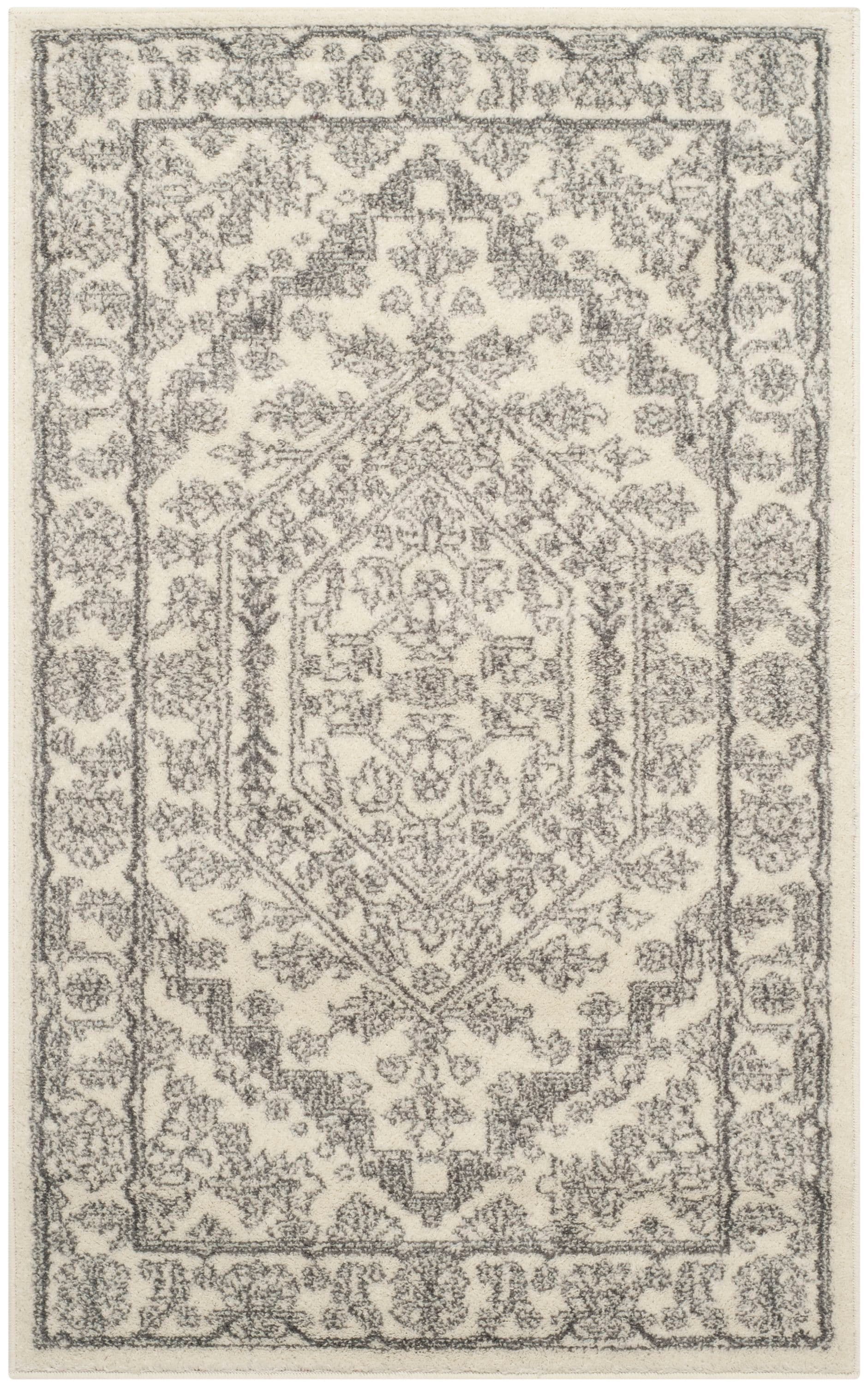 Safavieh ADR108B-3 Adirondack Herati 3 x 5 (ft) Loomed Polypropylene Ivory/Silver Rectangular Indoor Lodge Throw rug