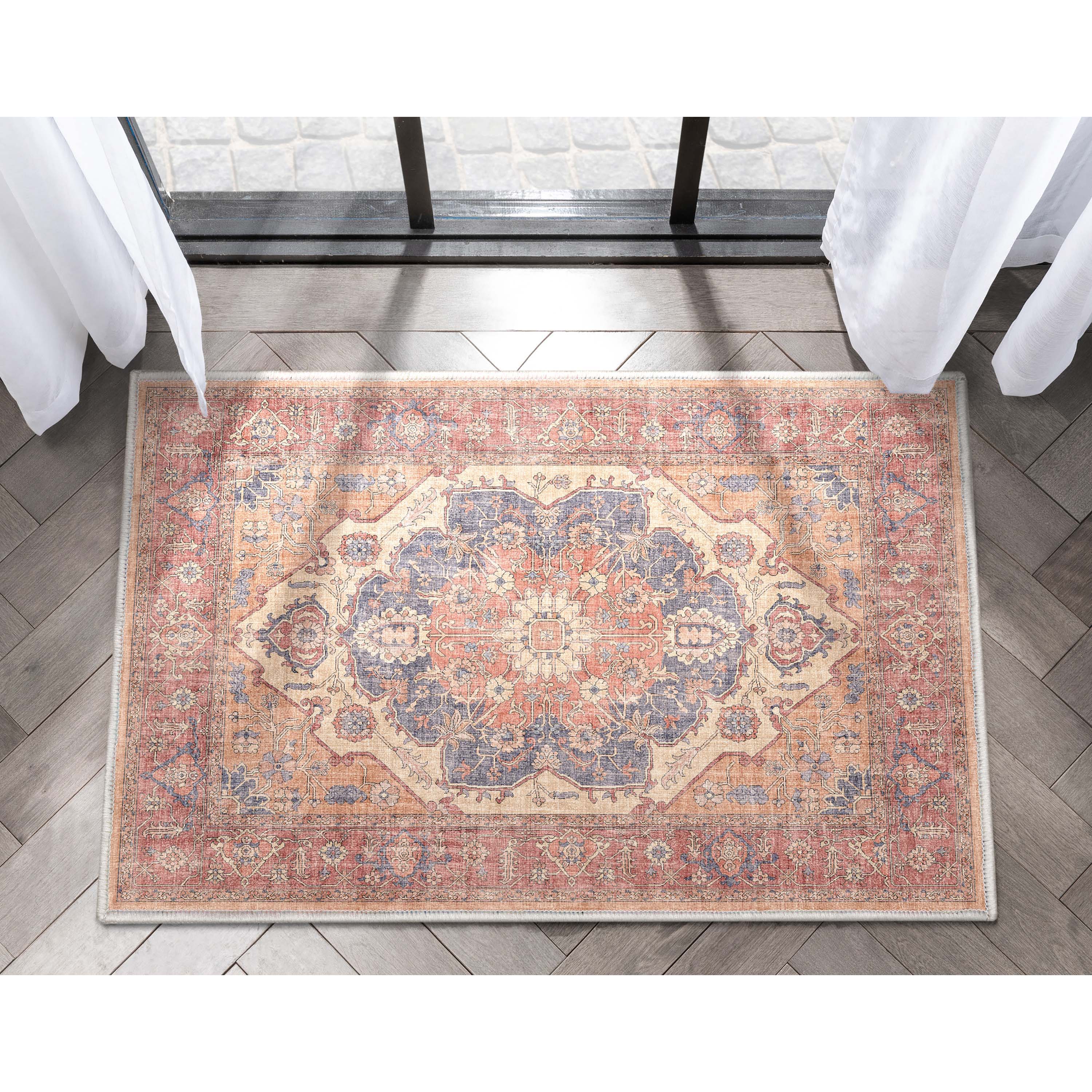 Well Woven W-AP-21A-3 Apollo 2 x 3 (ft) Flatweave Polyester Red Rectangular Indoor Floral/Botanical Vintage Area rug