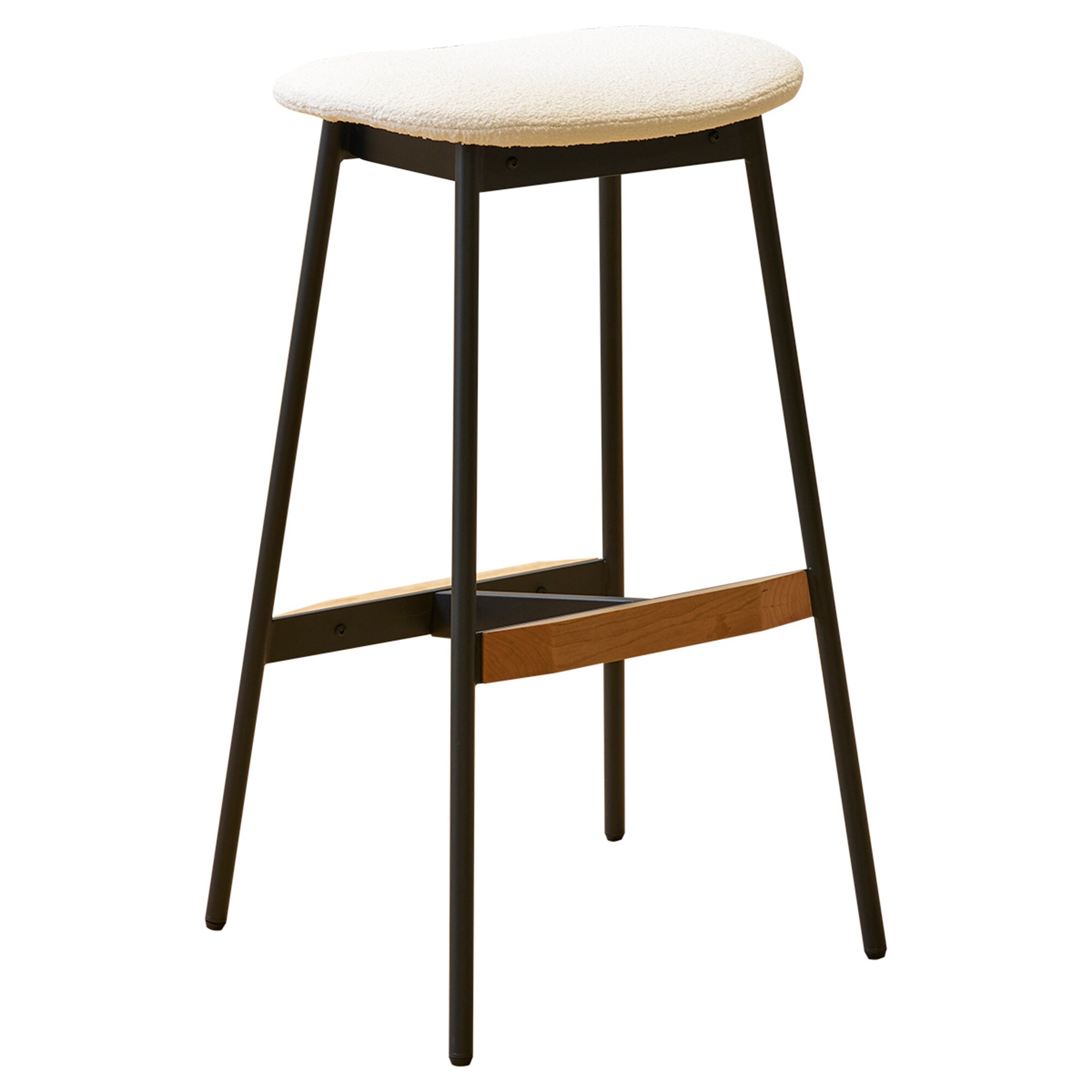 Bybafun YA3700253 White 29.5-Inches H Bar height Square seat Upholstered Metal Bar Stool