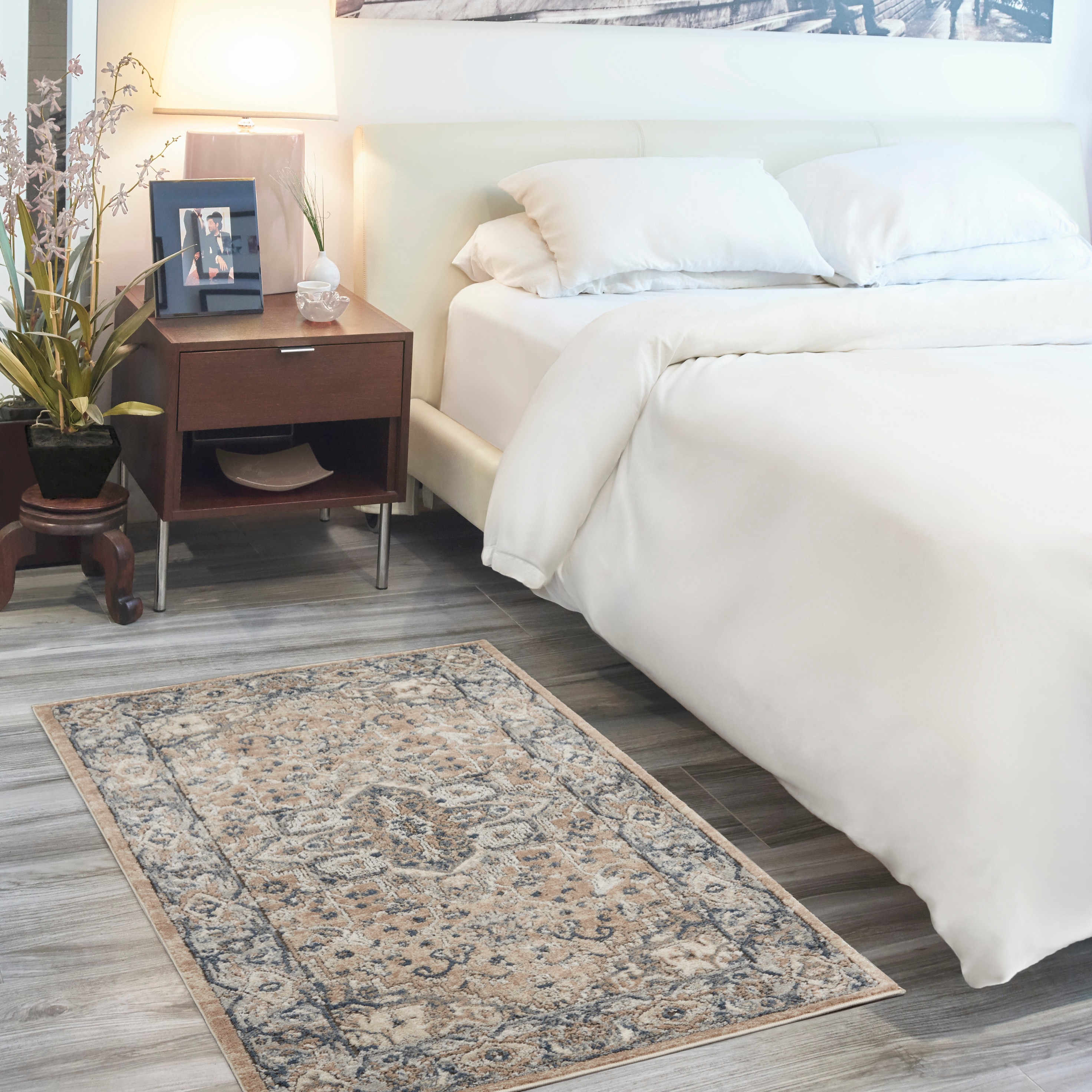 Nourison 099446808943 Concerto 3 x 5 (ft) Loomed Polypropylene Beige/Grey Rectangular Indoor Medallion Area rug