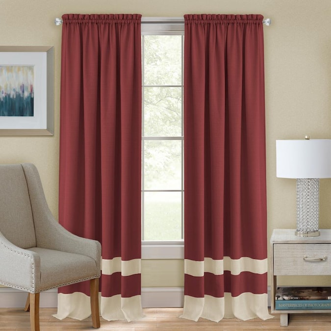 Achim 63 In Marsala Tan Polyester Light, Tan And Red Curtains
