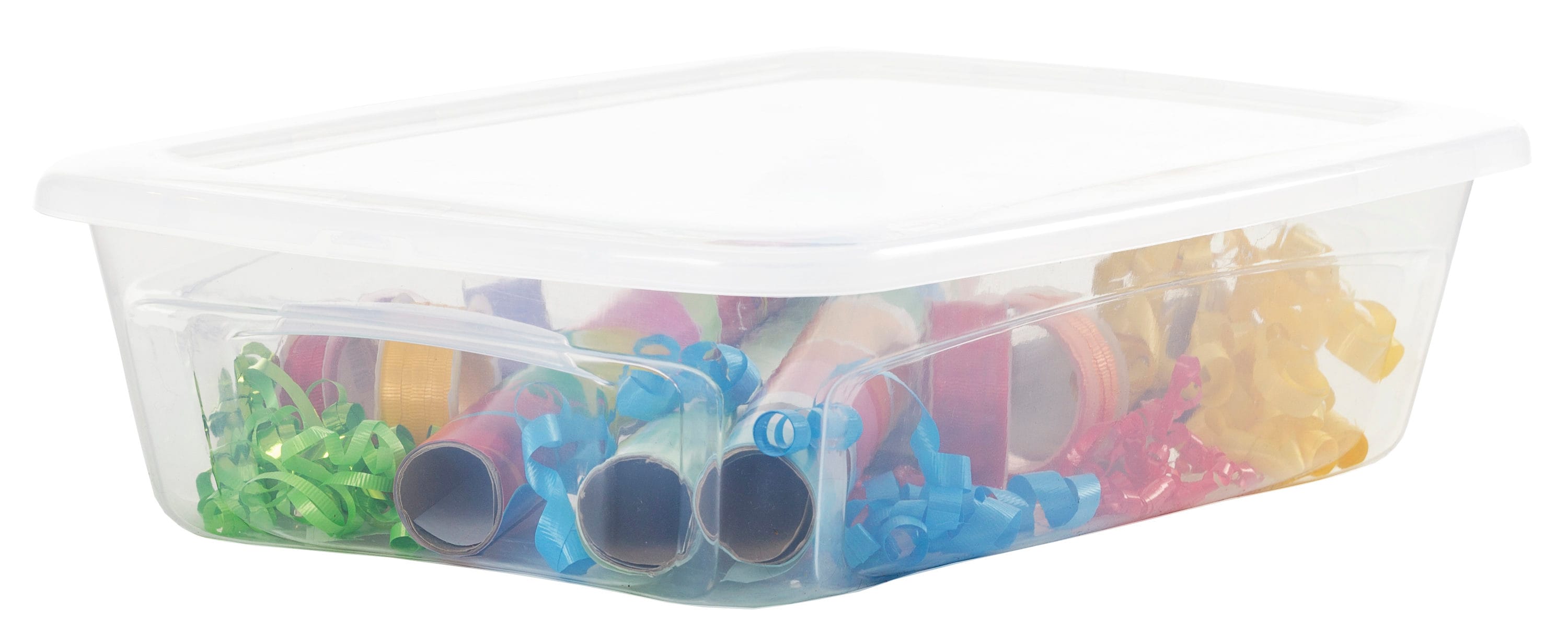 28 qt. Snap Top Plastic Storage Box in Clear with Gray Lid 500219