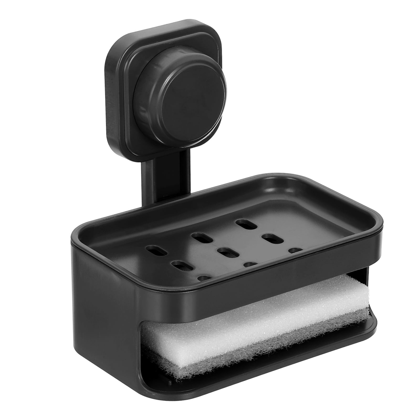 Unique Bargains 1pcs Suction Cup Soap Dish Removable and Reusable Wall Mounted Double Bar Soap Holder for Shower No-Drilling Sponge Holder for Bathroom Kitchen Black