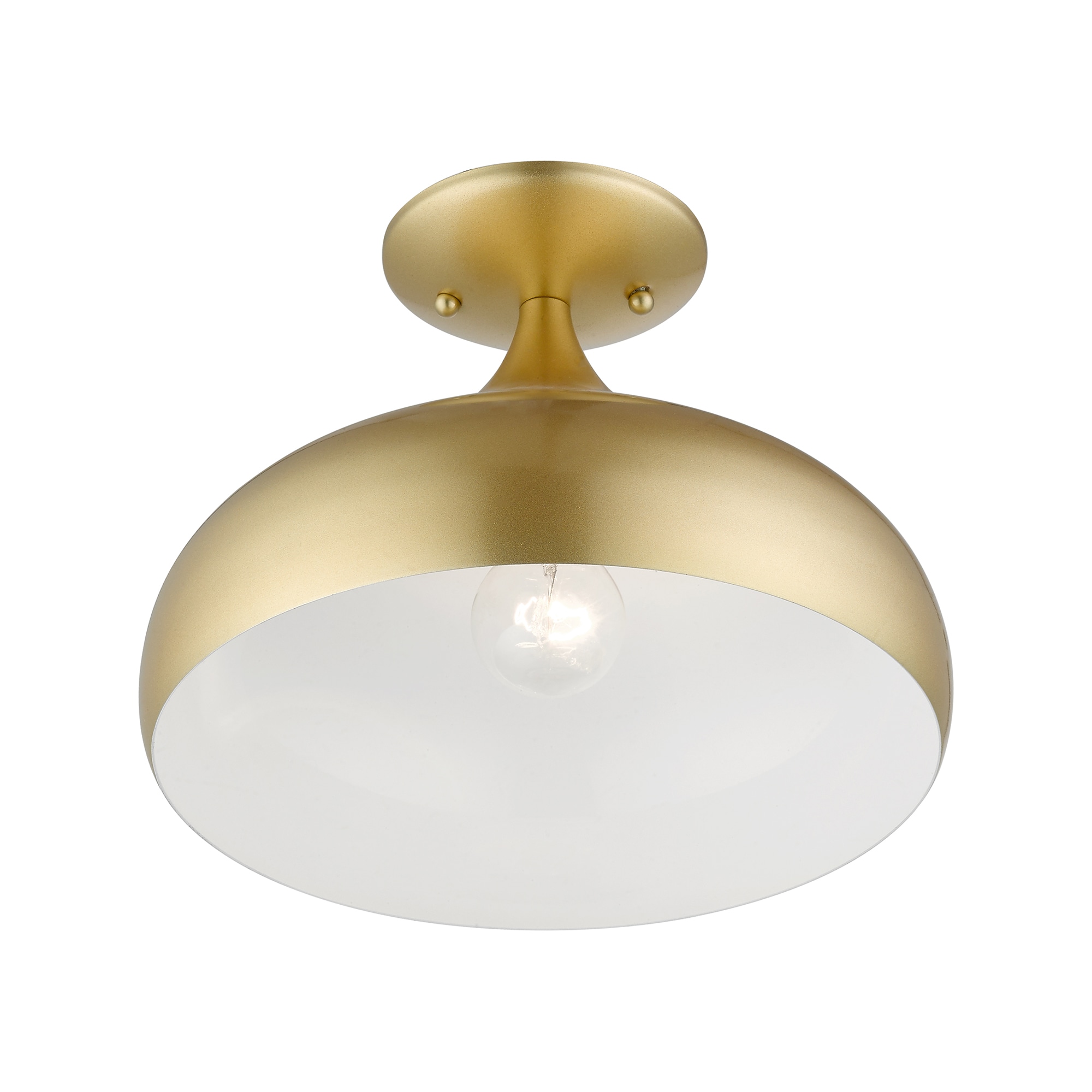 Amador Soft Gold Teardrop Flush Mount with Shiny White Interior