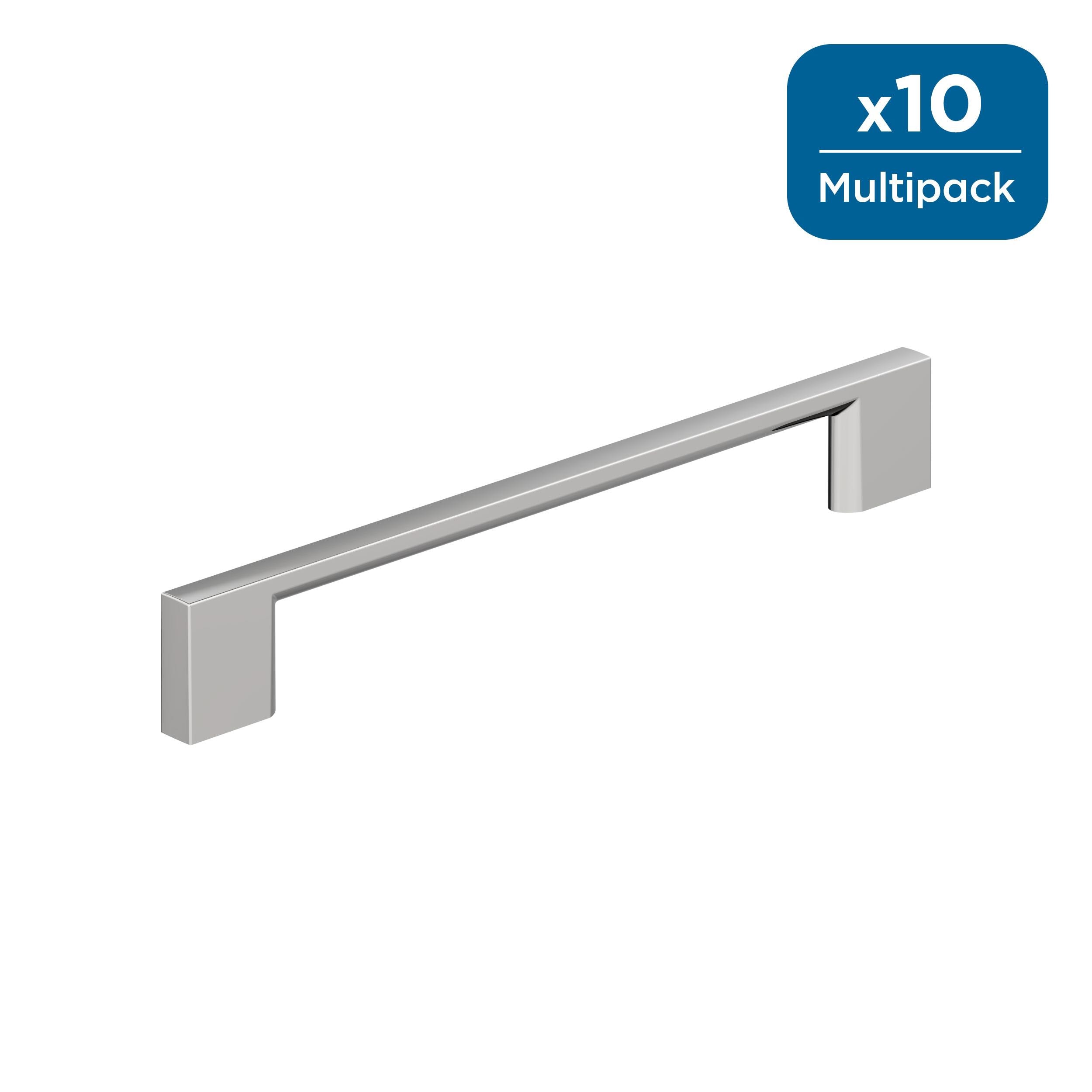 Polished Chrome Modern Cabinet Pull Bar with Mounting Hardware, 10 Pack