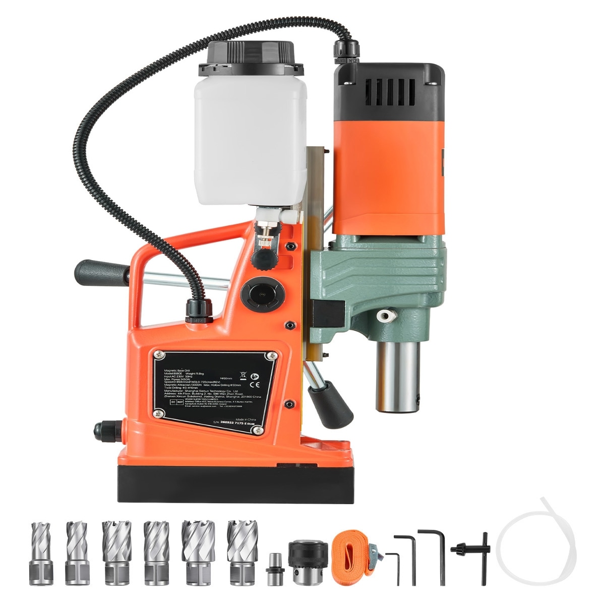 PEXCHO Portable Magnetic Drill Press 1450W Motor With 6 Coring Bits And Variable Speed Orange
