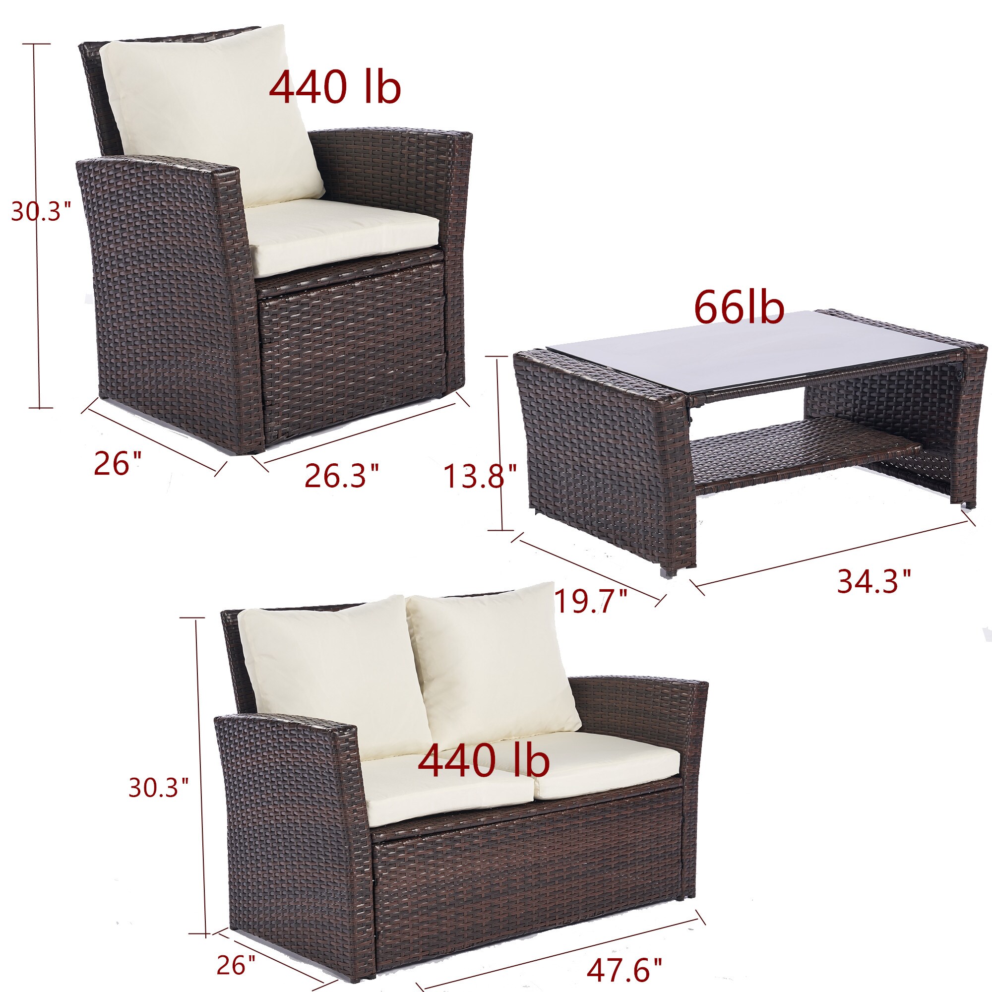 Forclover ALLS-N02RD Patio-Conversation-Sets - View #3