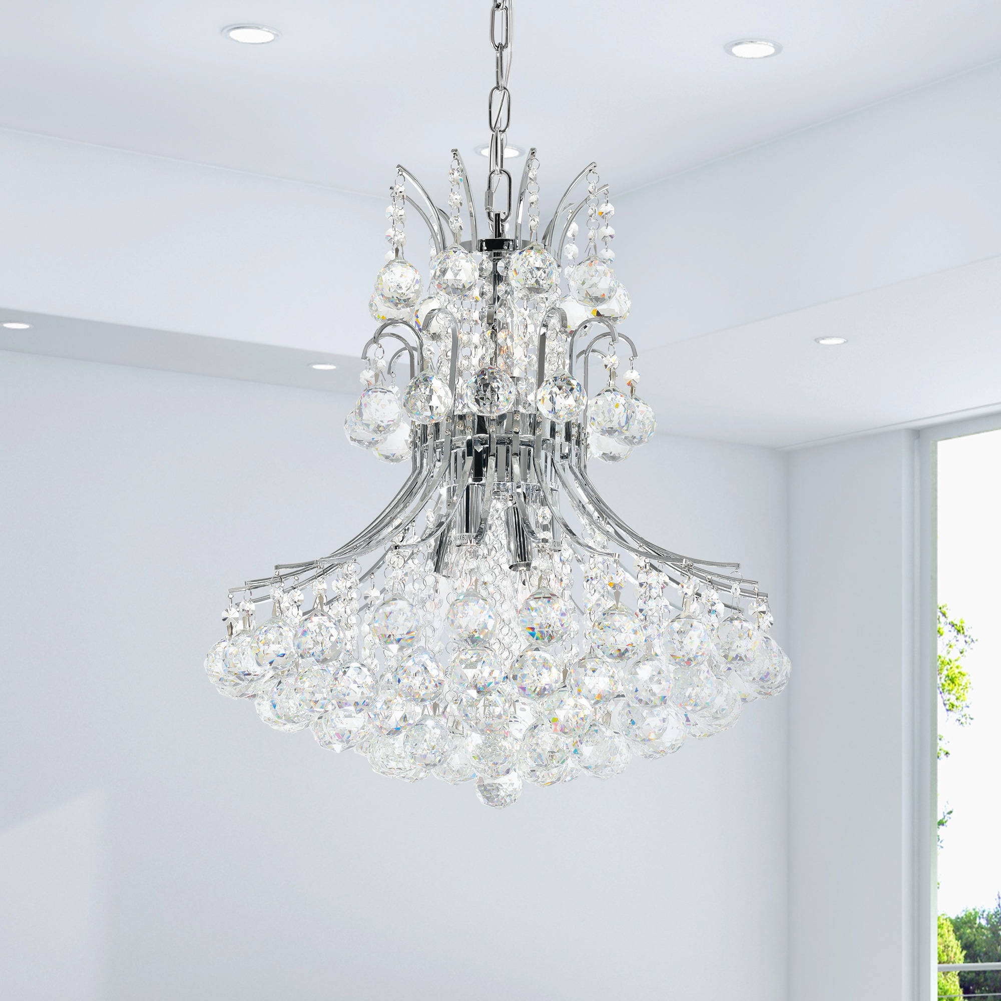 CWI Lighting 8012P20C Princess 8 -Light Chrome Traditional Crystal For Use in Bathrooms, Bedrooms, Dining Rooms, Foyers, Kitchens, Living Rooms Chandelier