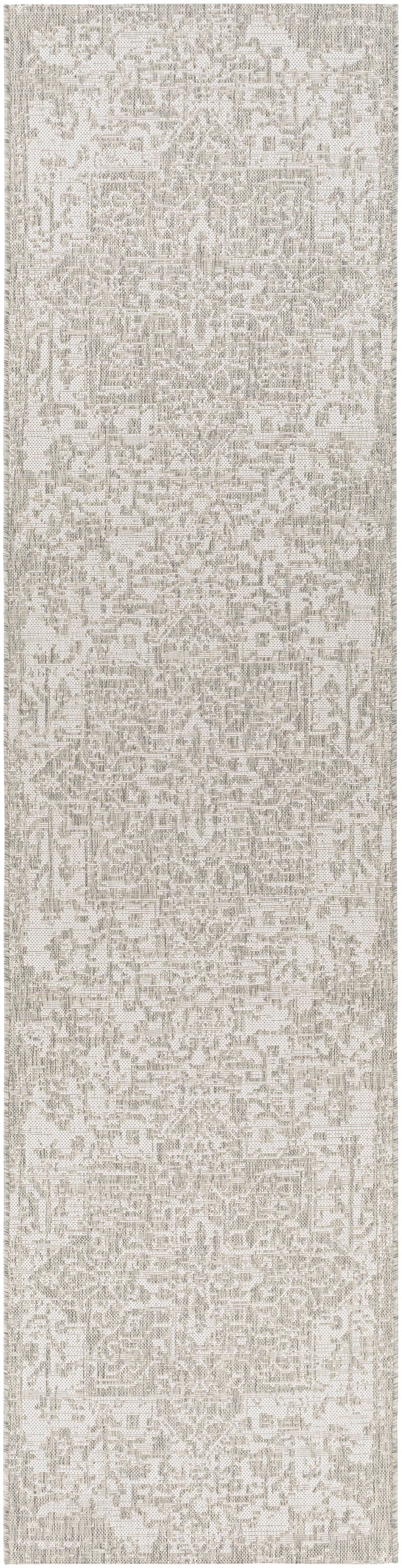 Livabliss EAG2380-2712 Eagean 3 x 12 (ft) Polypropylene Light Grey Rectangular Indoor/Outdoor Medallion Oriental Runner rug