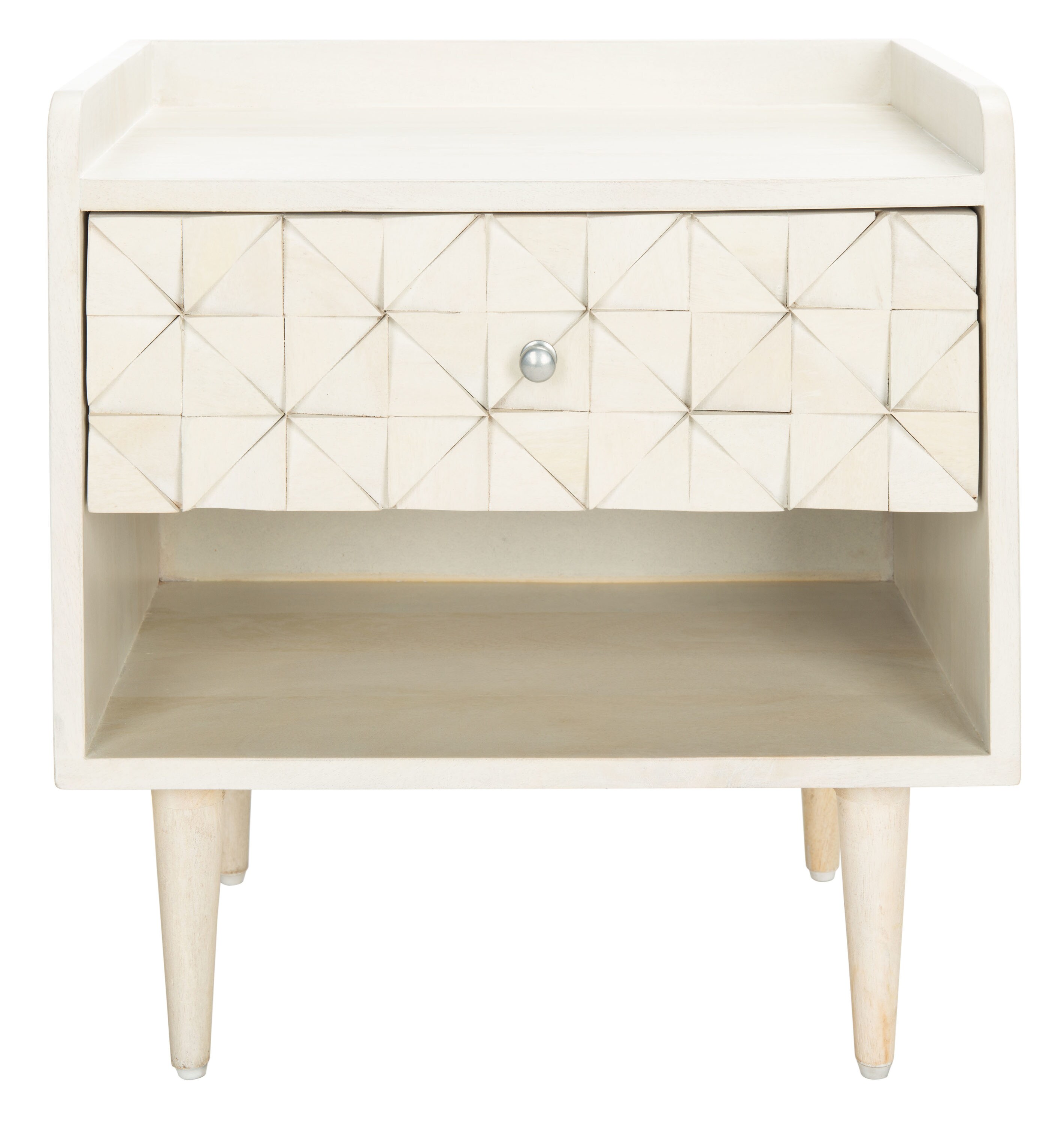 Safavieh NST9000B Zinnia White/Silver Nightstand