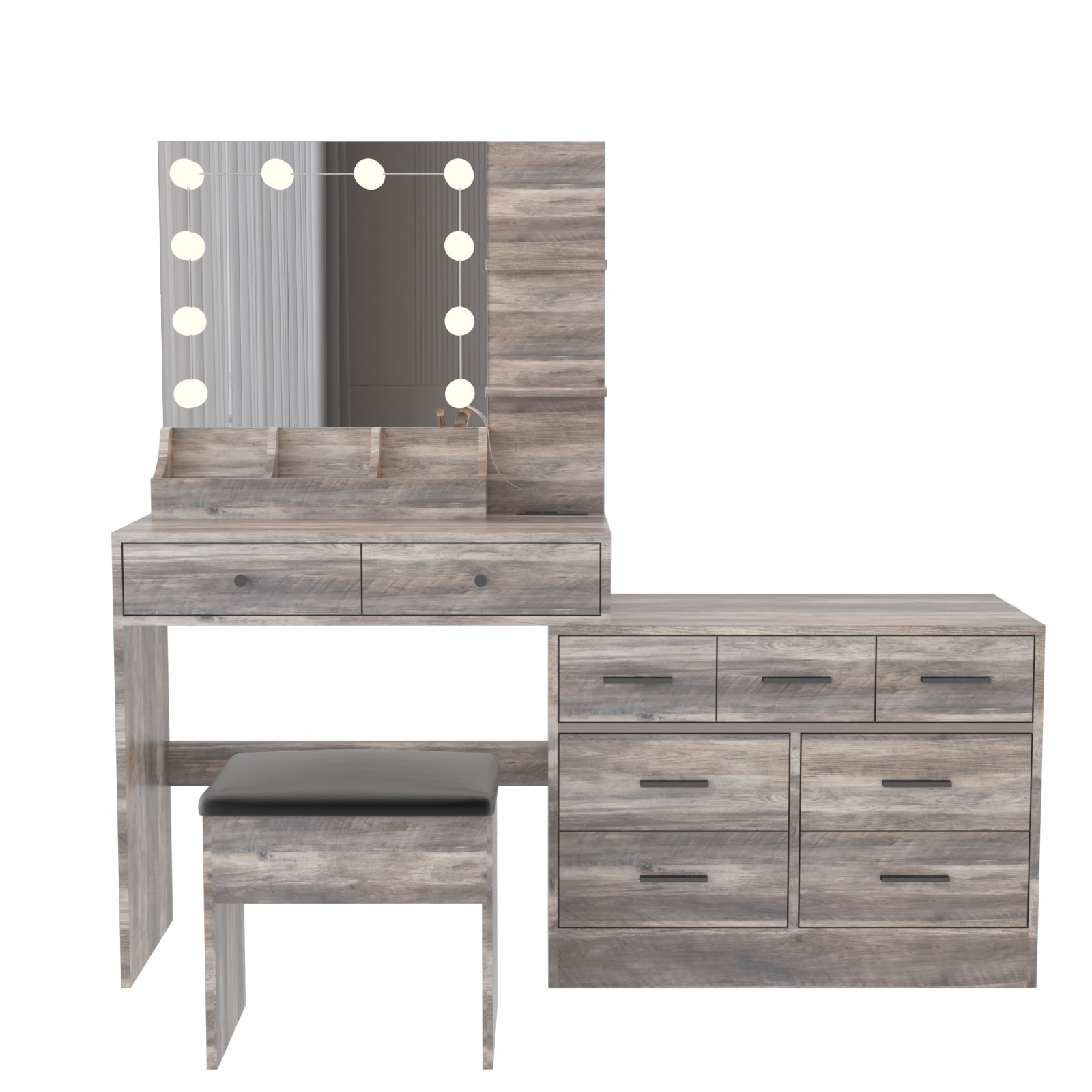 Outopee LO1G52005613 31.5-in Gray Makeup Vanity