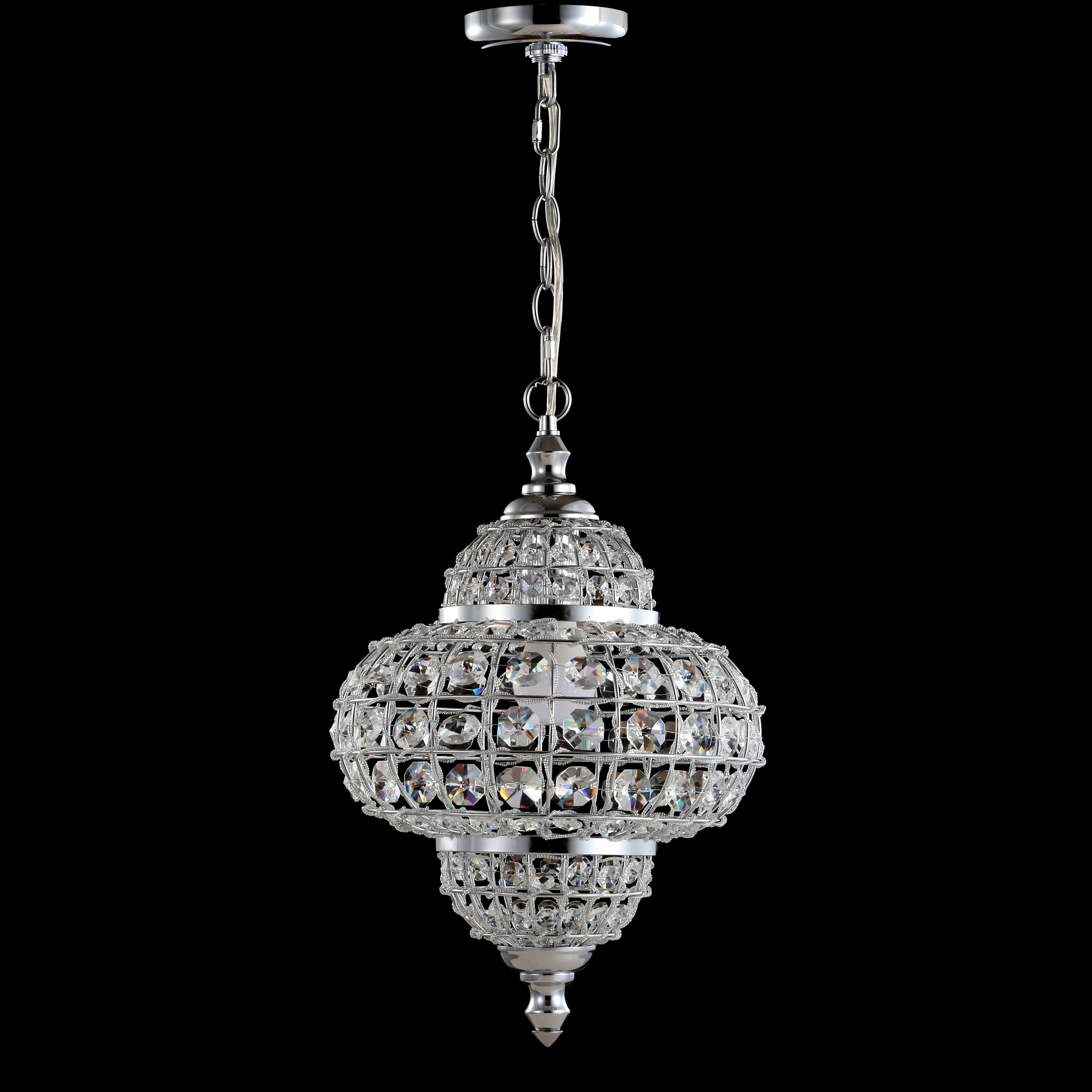 Juliette 19.5" Chrome and Crystal Modern LED Pendant Light