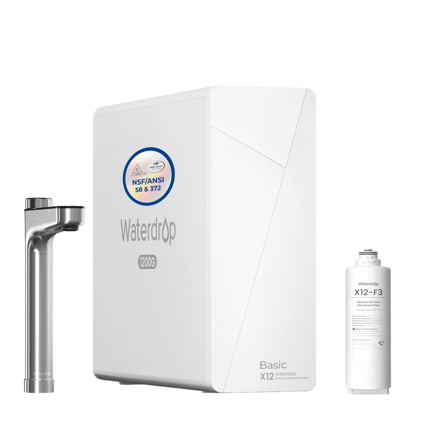 Waterdrop B-WD-X12-F3SET Reverse Osmosis System 9-stage Multi-method Reverse Osmosis Filtration System