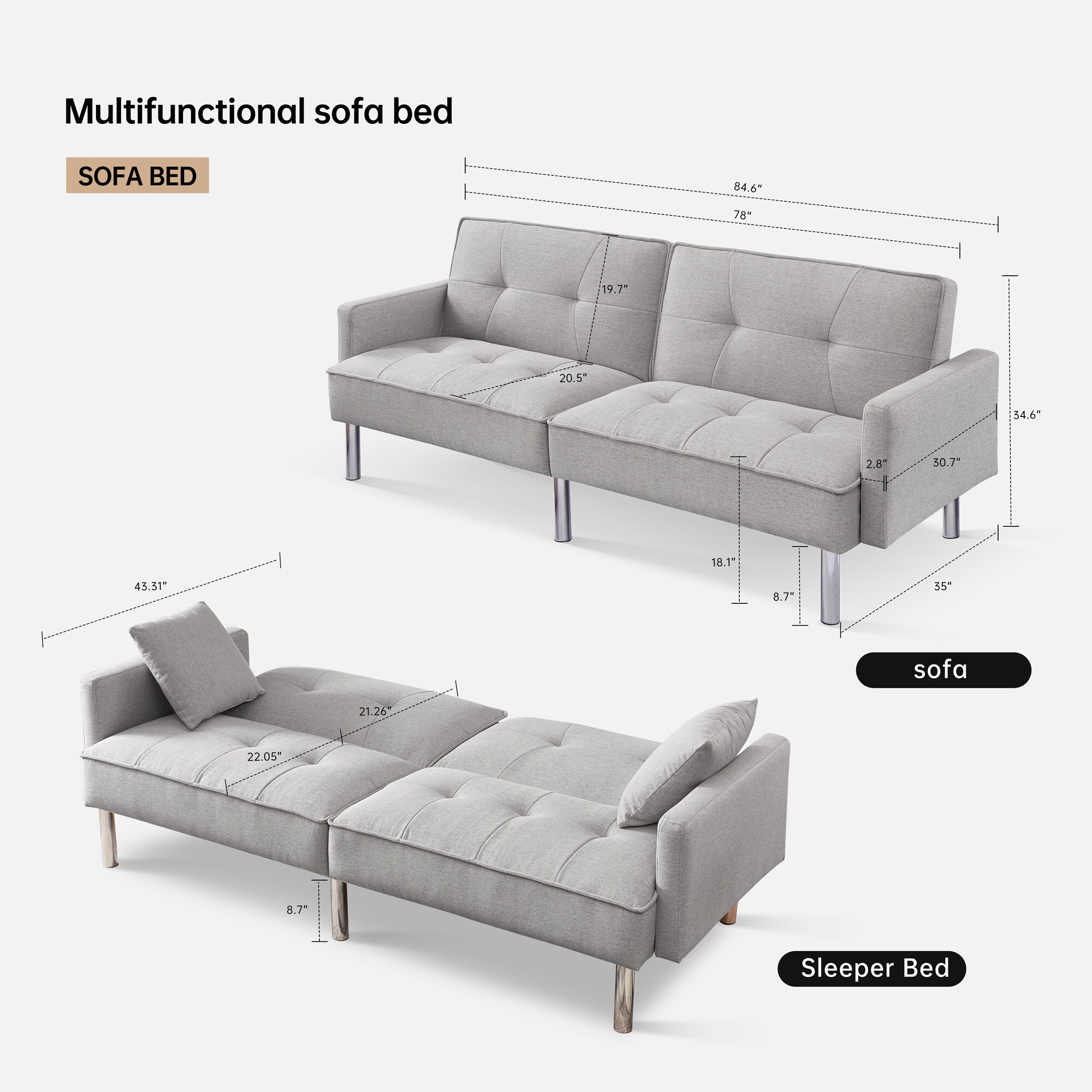 A Furniture Classics SS2864P-LGFT futons - View #5