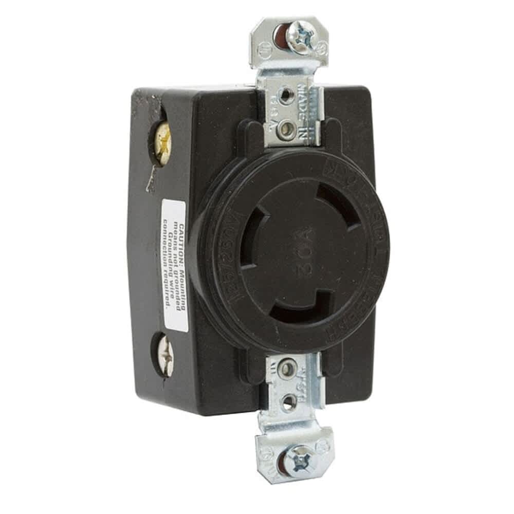 Hubbell Wiring Device-Kellems Locking Receptacle Non-NEMA 30 A 125/250V AC Single Phase 3 Pole Flush Mount Screw Terminals #HBL3330