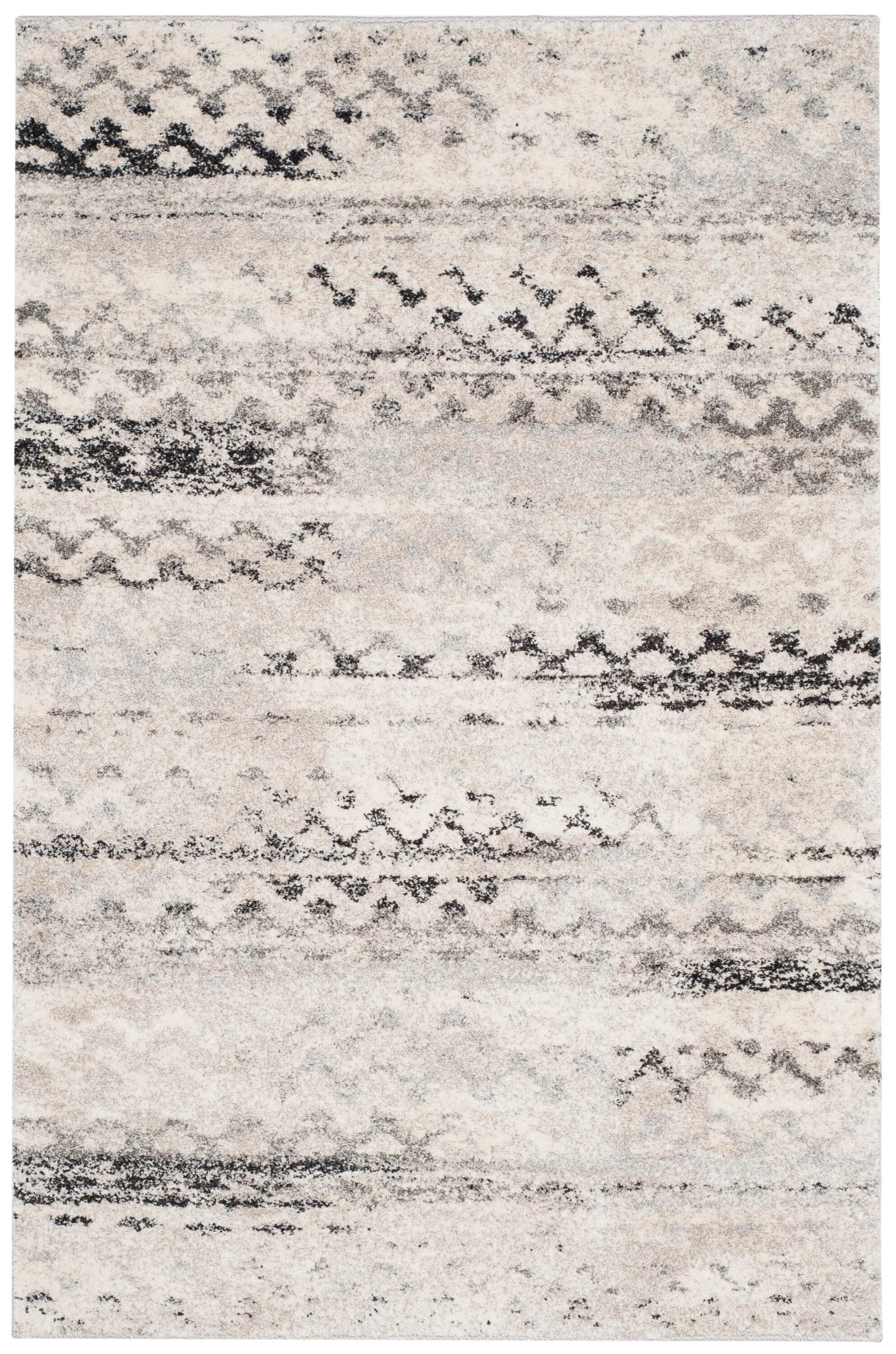 Gray Abstract Synthetic Shag 4' x 6' Area Rug