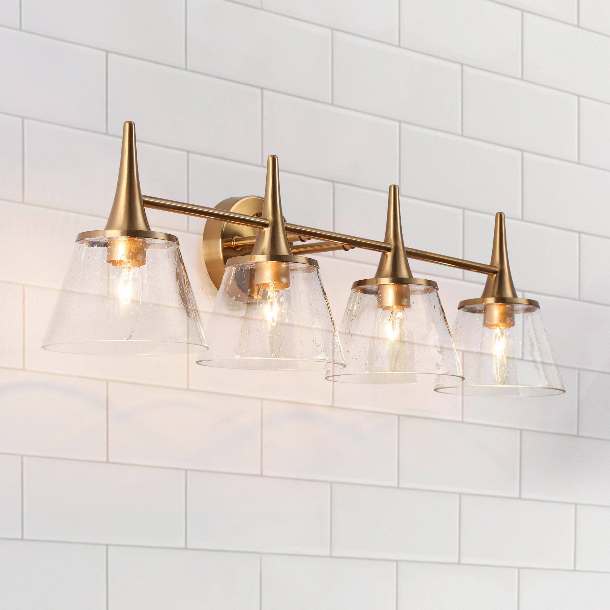 LNC LIRQZEB75W478C Quoridan 29.1-in 4 -Light Polished Gold Modern/contemporary Vanity light