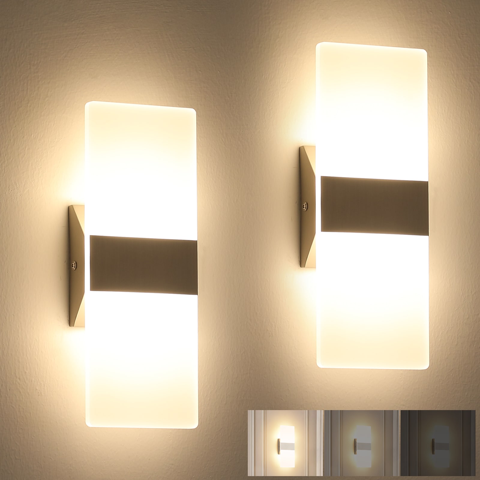 DAYAUM 4.33in. Brushed Nickel Modern Wall Sconce (2-Pack) with LED 3000K Dimmable