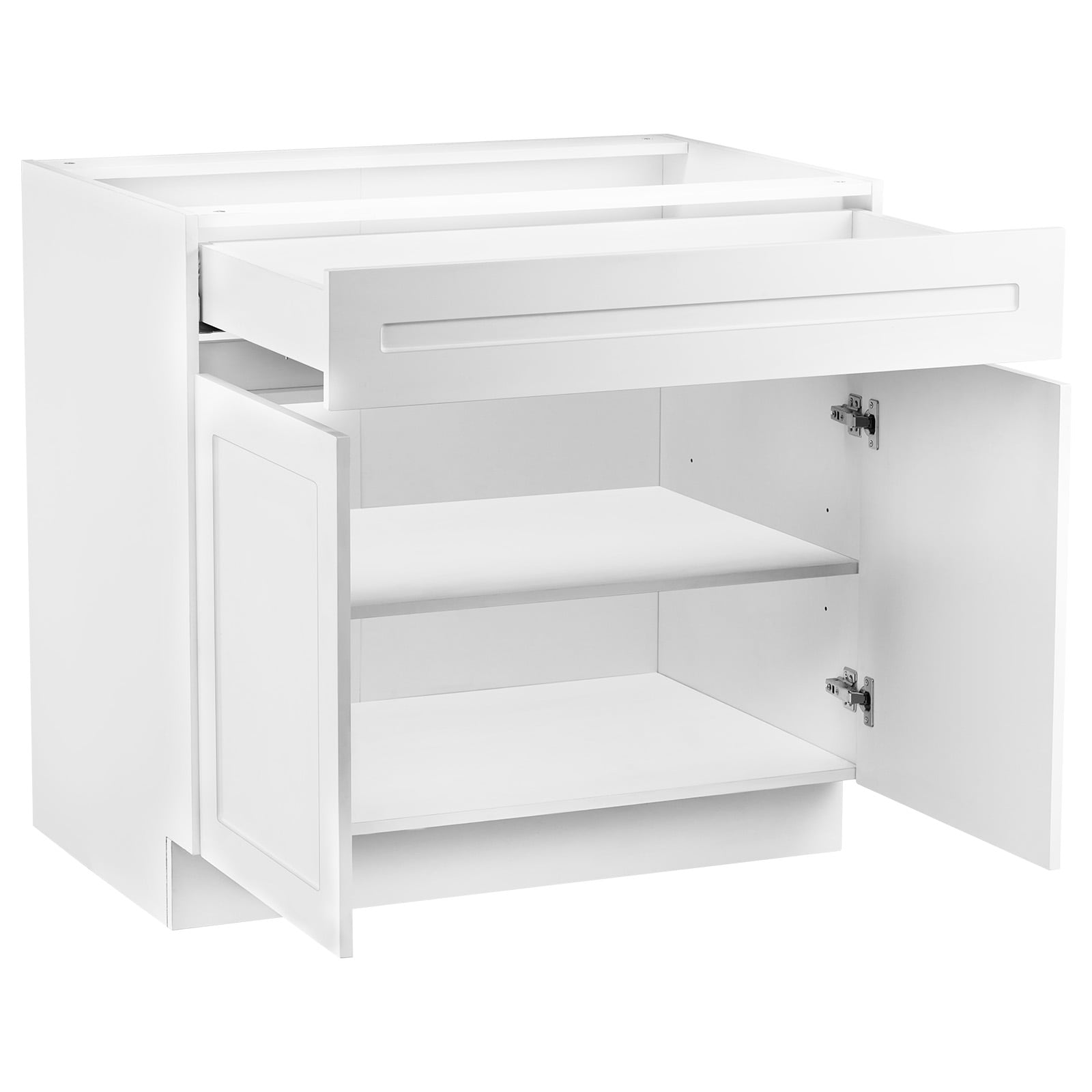 VEVOR White Shaker Base Cabinet with Drawer 30-Inch Unassembled Drawer Base Cabinet 30in W x 24in D x 34.5in H Ready to Assemble Cabinet with Soft-Close Doors and Adjustable Shelf for Home Office #SCCJDJCJDJ1C08106V0