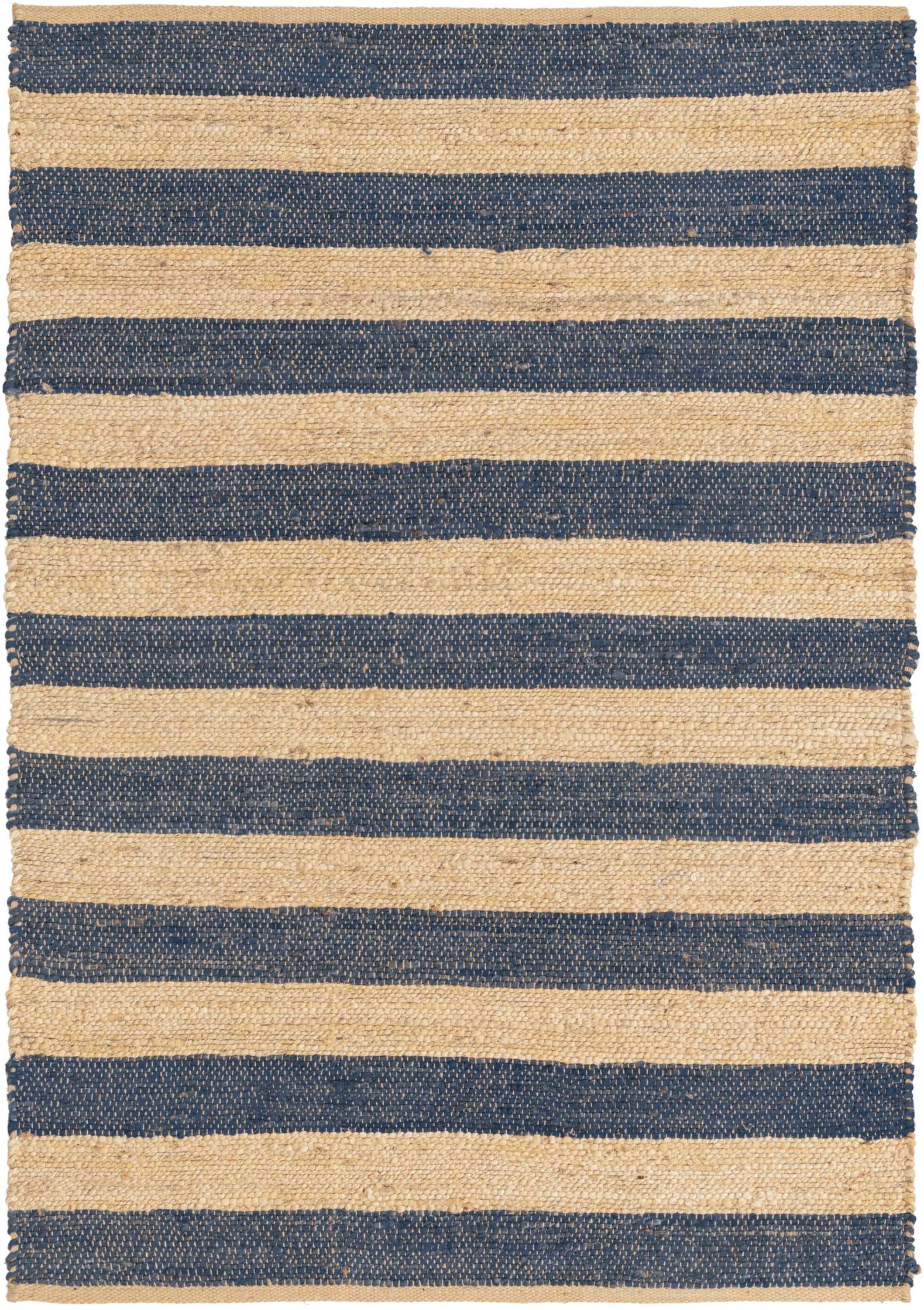 Hand-Braided Jute and Cotton Navy Ivory 4x6 Area Rug