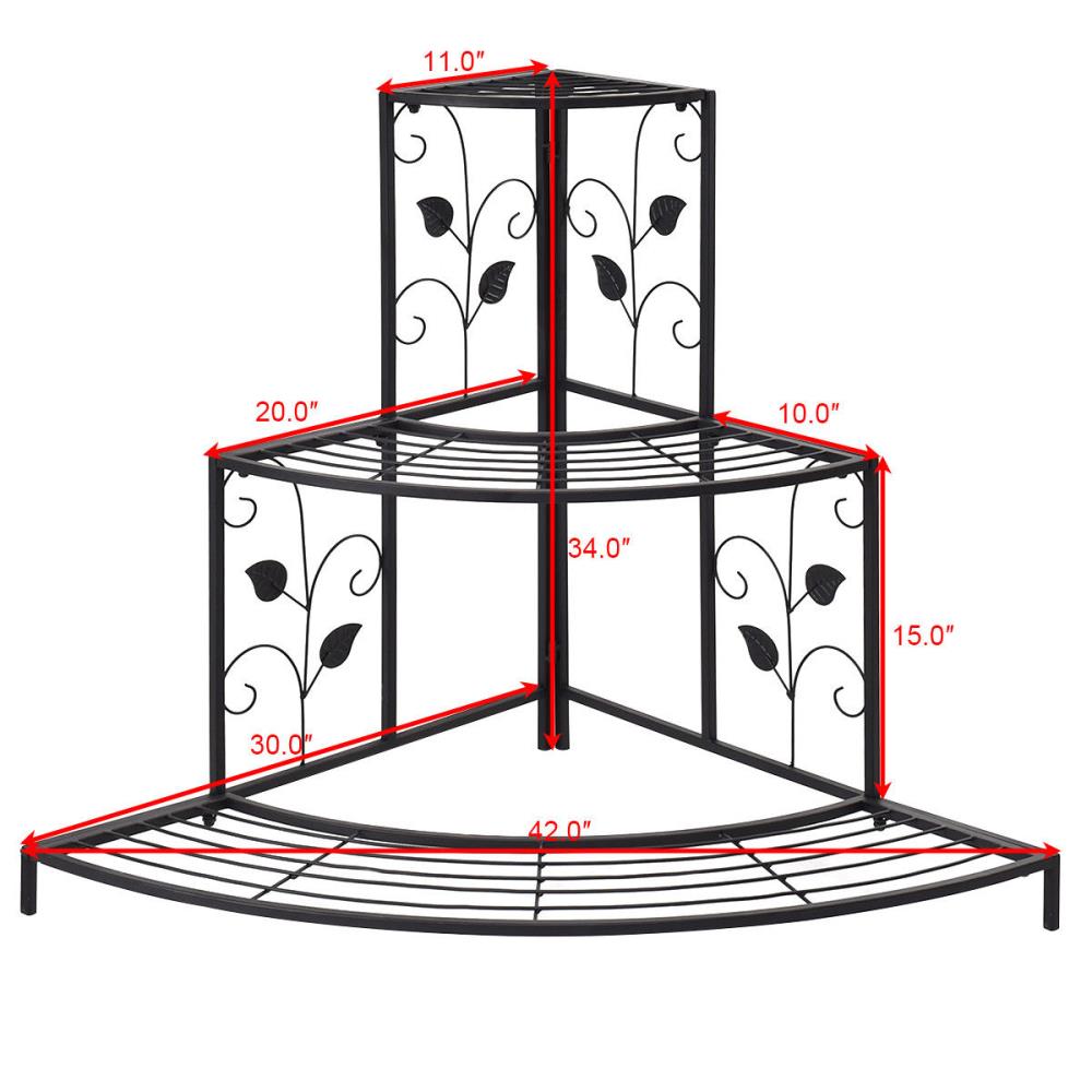 Goplus Costway 34-in H x 30-in W Black Indoor/Outdoor Corner Steel Plant  Stand in the Plant Stands department at Lowes.com