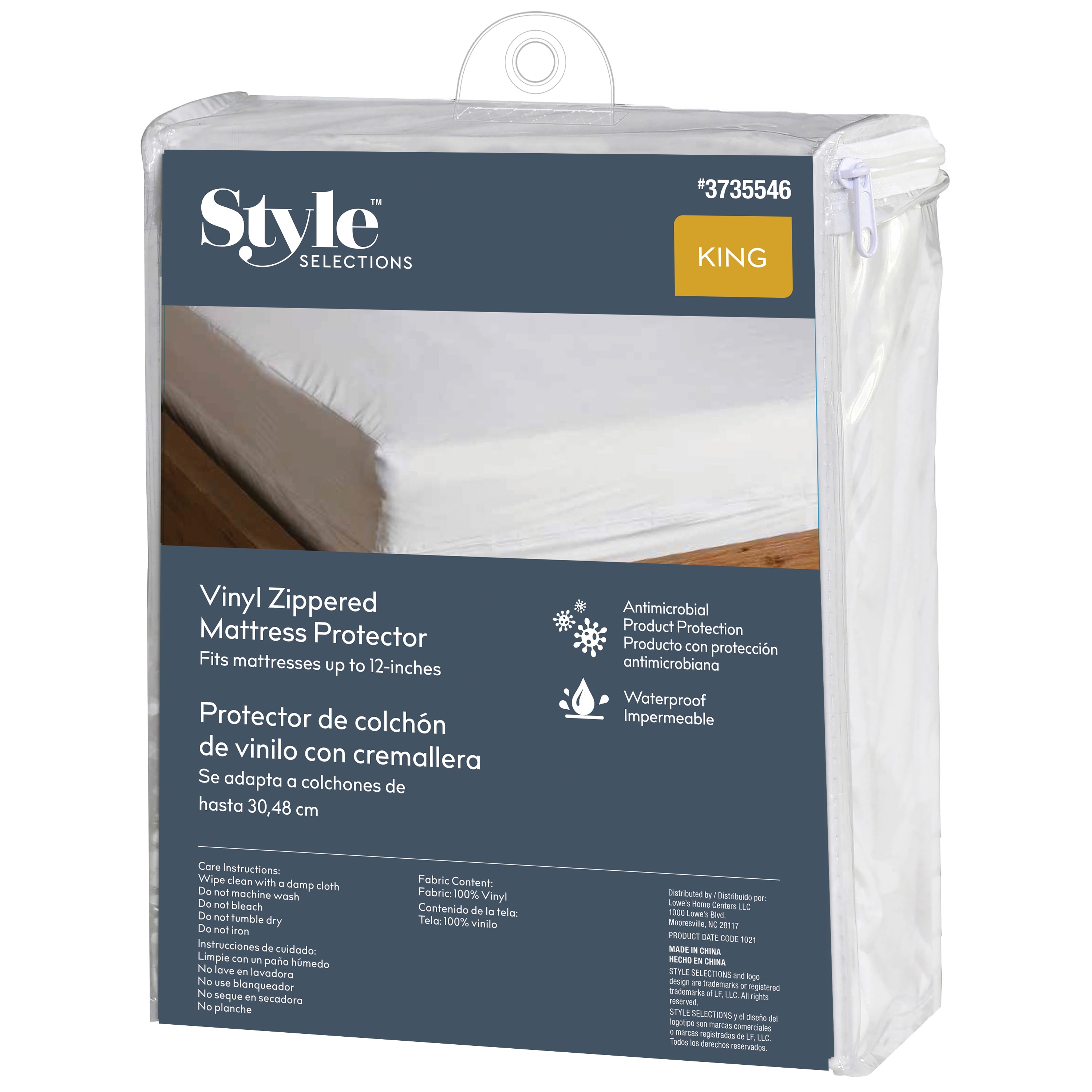 Style Selections 022415916264 Vinyl Zippered 11-in D Vinyl King Encasement Mattress cover