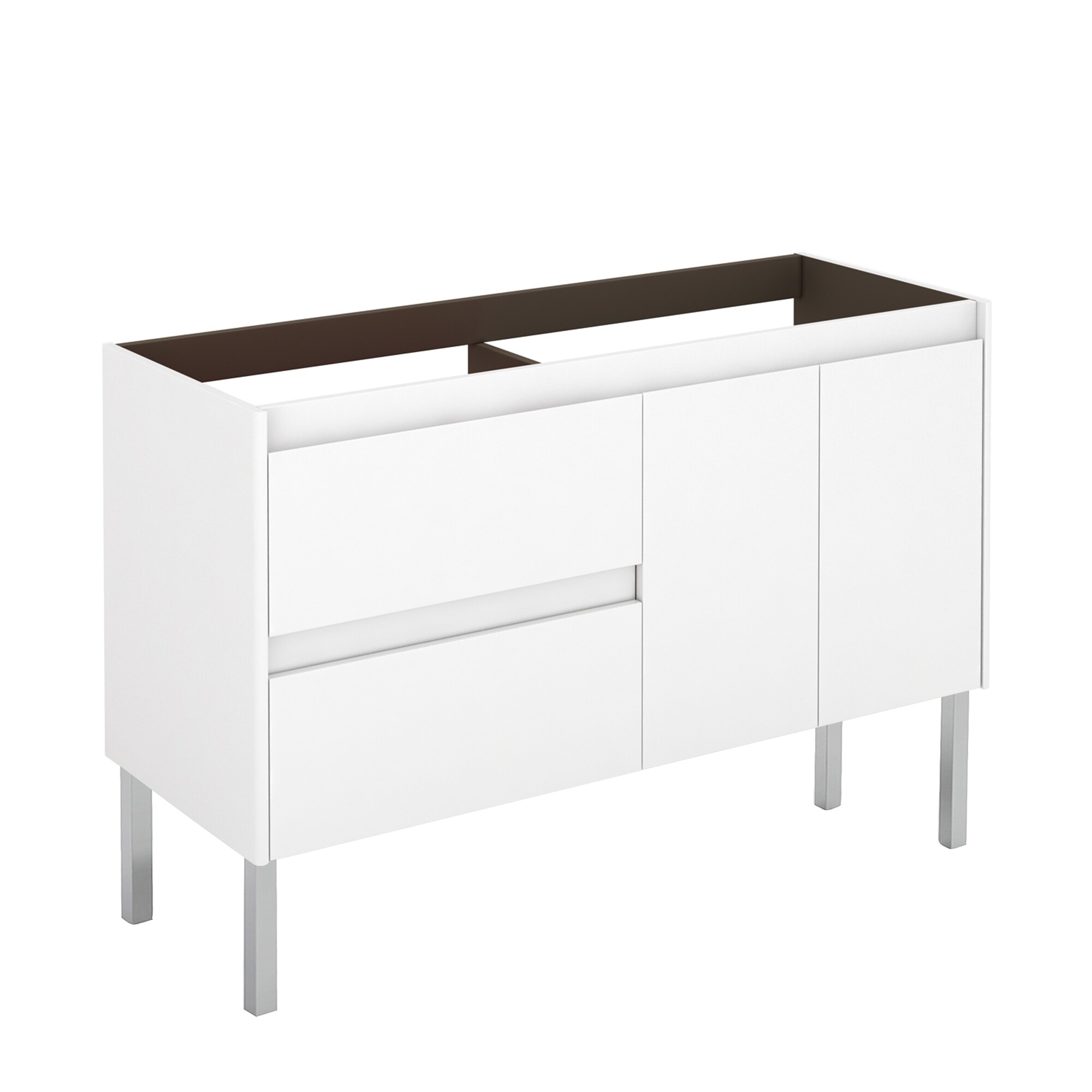 Ambra 48-in Glossy White Bathroom Vanity Base Cabinet without Top | - WS Bath Collections AMBRA120FDBL WG BASE