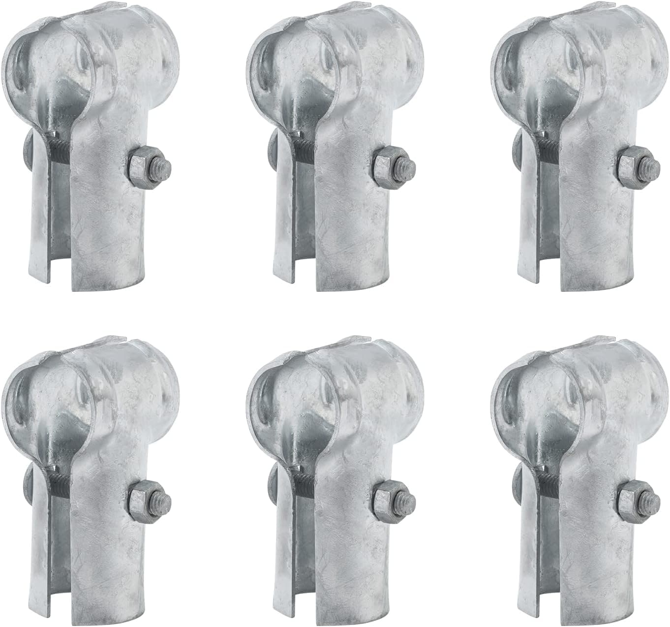Etokfoks  end rail T clamps for 1 3 8 in by 1 3 8 in chain link fence fittings with hot dip galvanized connectors 6 piece set