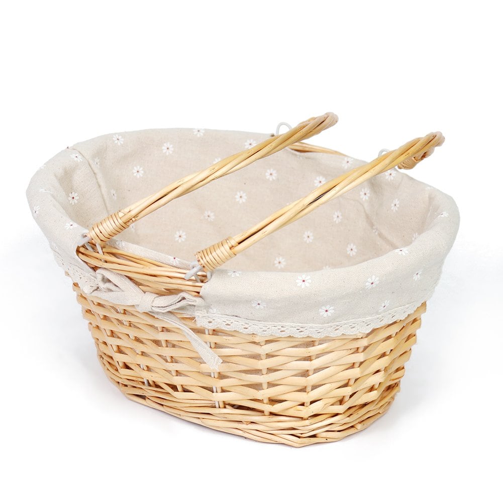 Aoibox  Natural Woven Willow Oval Picnic and Storage Basket with Dual Handles 14 5 in L x 11 4 in W x 7 5 in H