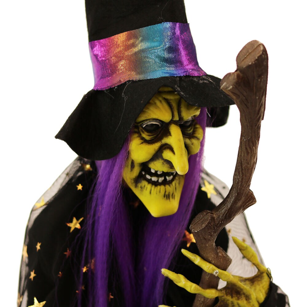 Haunted Hill Farm Freestanding Lighted Witch Animatronic in the Outdoor ...