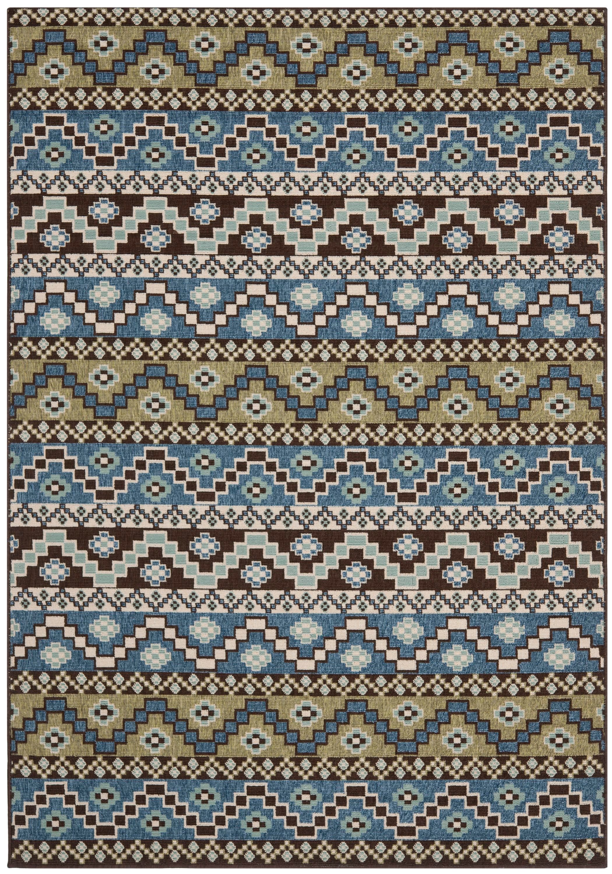 Safavieh VER095-0651-6 Veranda Rudy 7 x 10 (ft) Loomed Synthetic Blue/Creme Rectangular Indoor/Outdoor Abstract Coastal Area rug