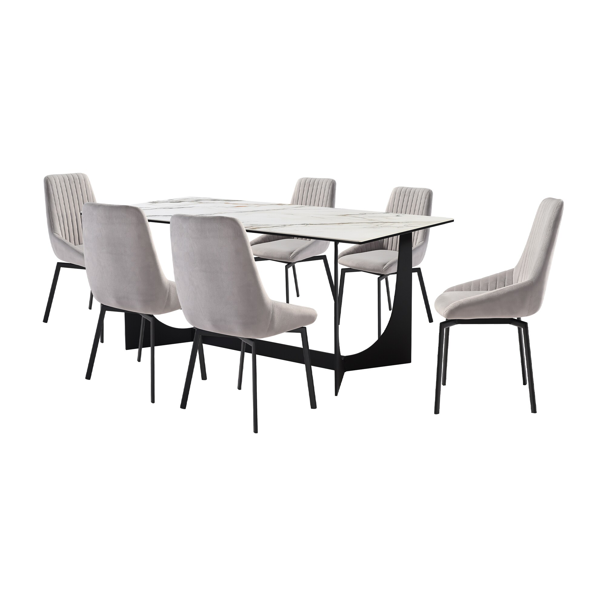 Armen Living SETESSU7GB Black Contemporary/Modern Dining Room Set with Rectangular Table ( Seats 6 )