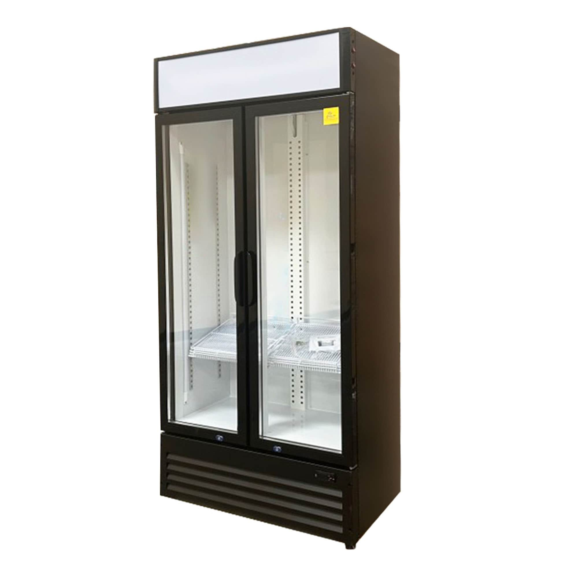 Cooler Depot 18 Cu. ft. Commercial Slim Narrow Upright Display Refrigerator 2-Glass Door Beverage Cooler in Black, White