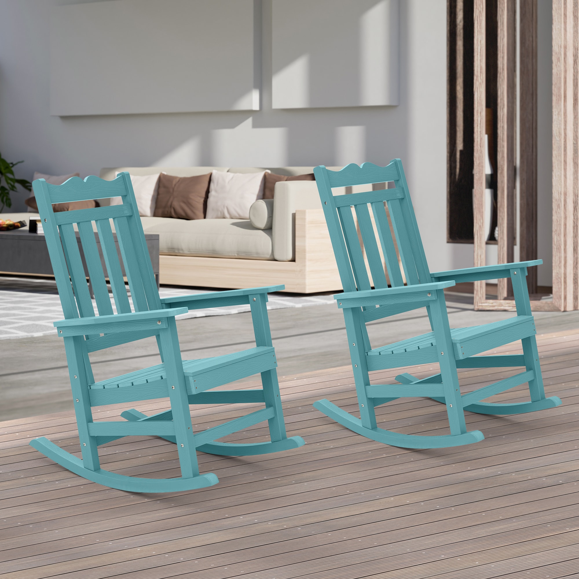 ACEGOSES LW-RC-66-LB-2 Adirondack Chair Set of 2 Turquoise Adirondack Chair with Slat Seat