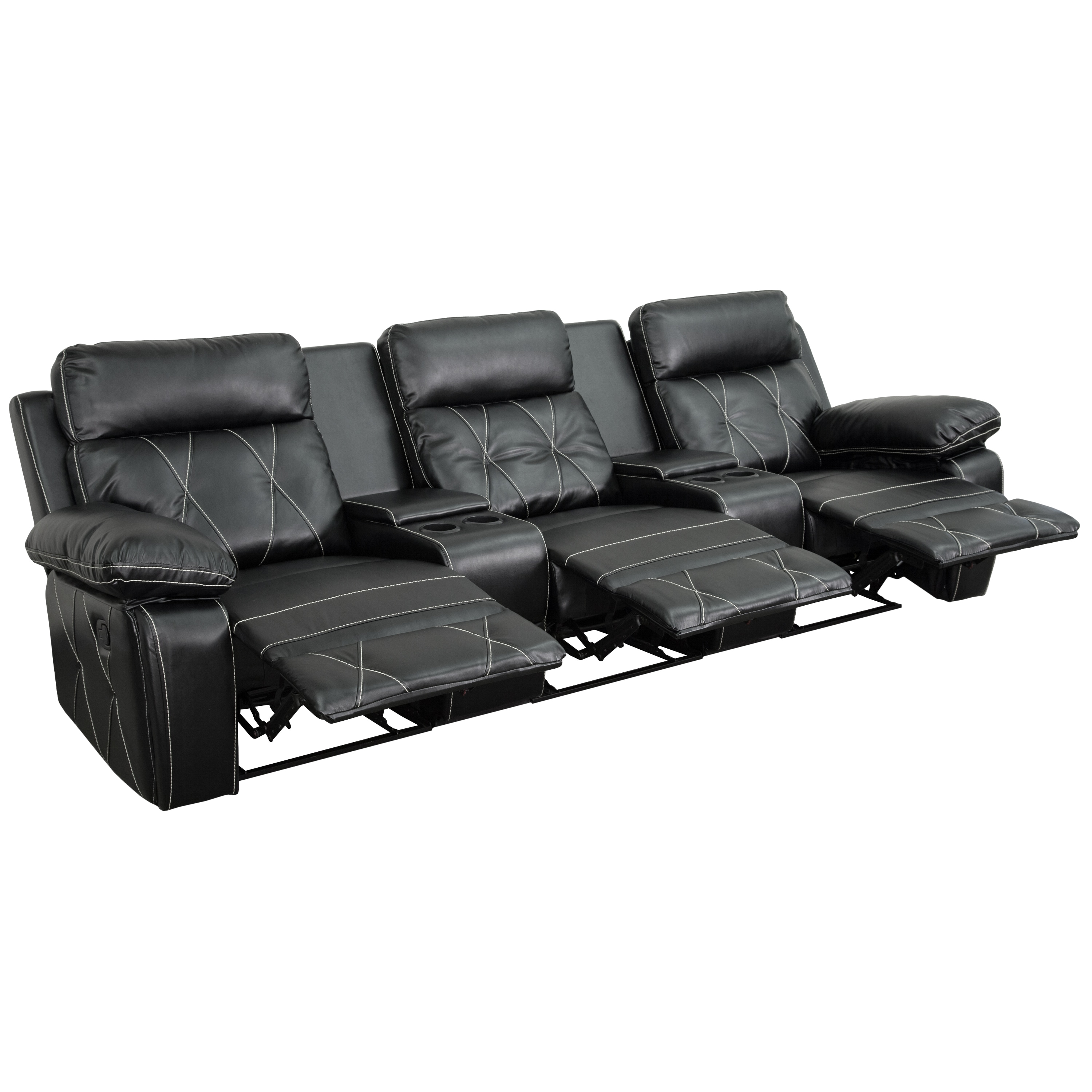 Flash Furniture Reel Comfort Series, Black Leather Reclining Sofas